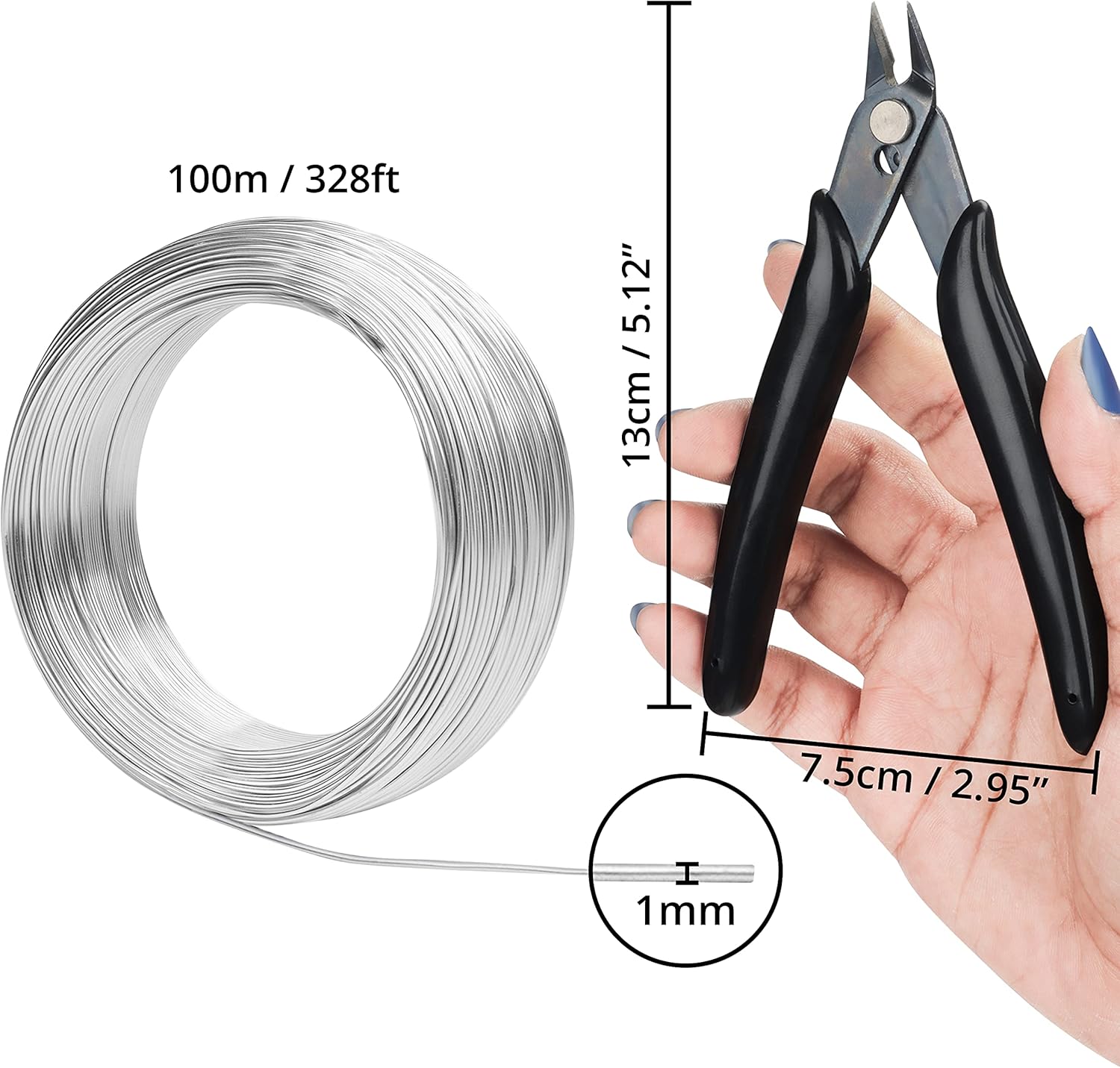 Belle Vous 100m / 328 Feet Aluminum Craft Wire With Cutter, Bendable 18 Gauge Silver Sculpting Wire - Image 3