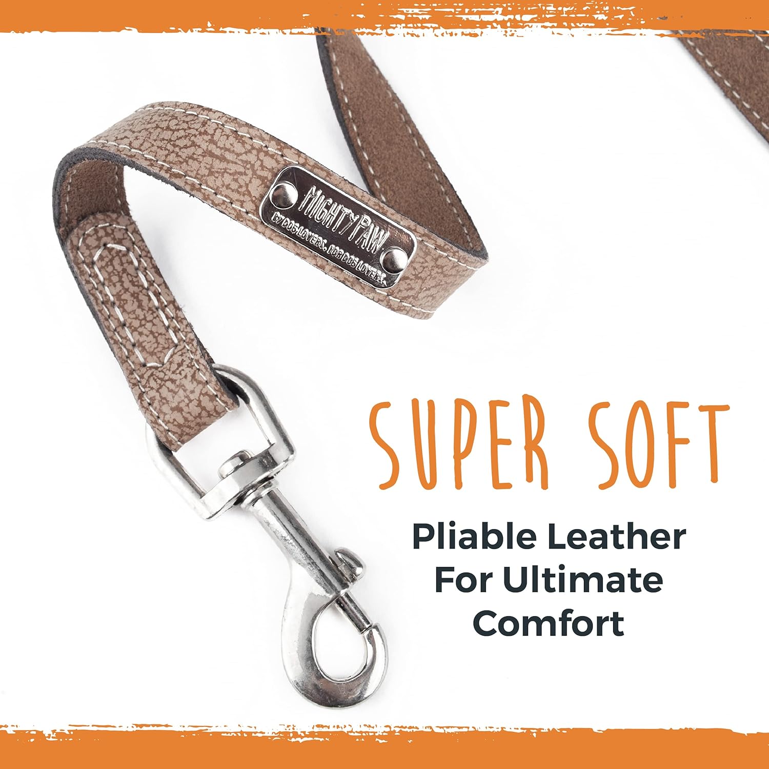 Mighty Paw Leather Dog Leash | 5 ft Leash Super Soft Distressed Real Genuine Leather- Premium Quality, Modern Stylish Lead. Perfect for Small, Medium and Large Pets : Pet Supplies