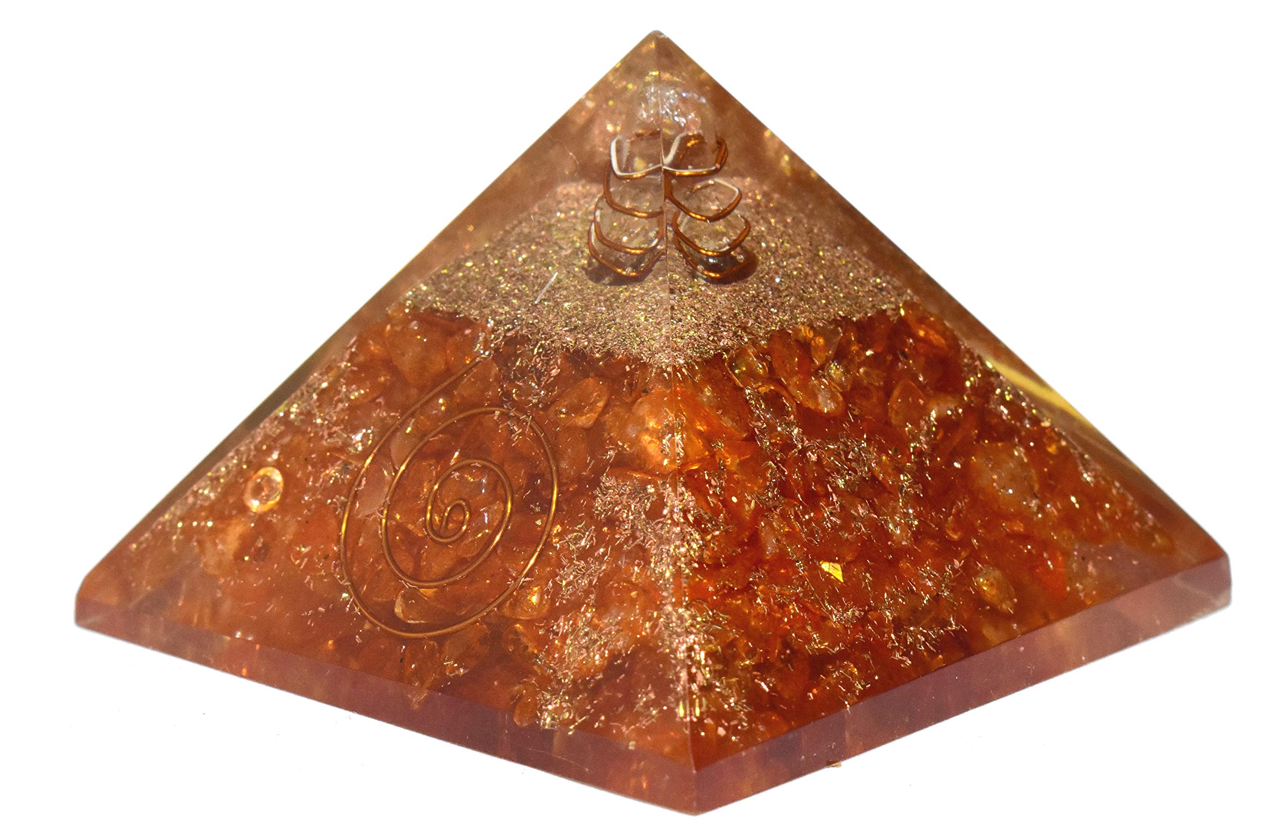 Healings4u Orgone Pyramid Carnelian Size 2-2.5 inch Natural Reiki Healing Meditation Orgonite Pyramid
