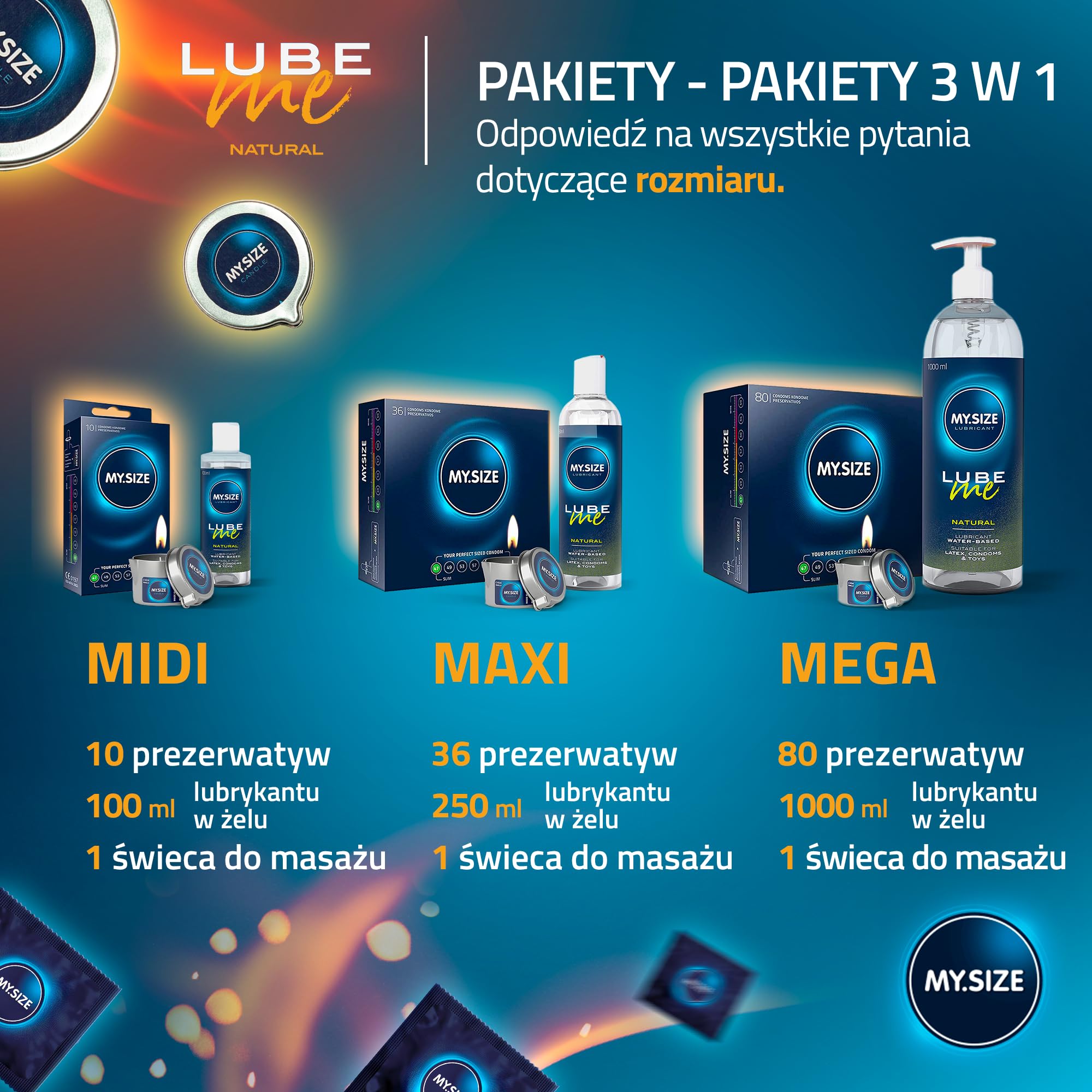 MY.SIZE Świeca do masażu wanilia 40ml I Wosk relaksacyjny o zapachu waniliowym I Wosk z naturalnych surowców i olejem kokosowym