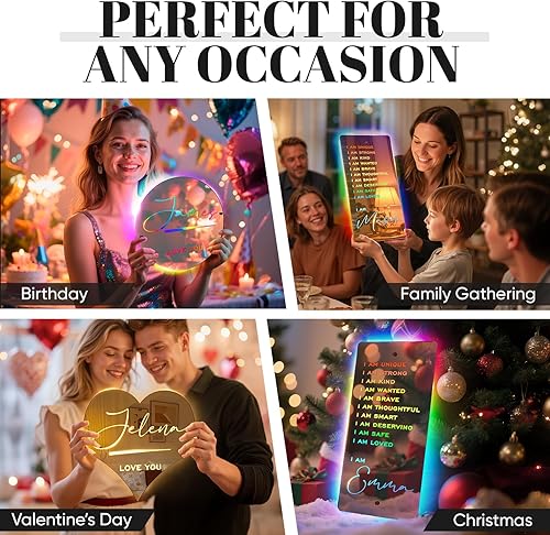 Miniatura 6 de Espejo con nombre personalizado, espejo iluminado, espejo con luz LED, decoración de pared, decoración de dormitorio, sala de estar, luz nocturna