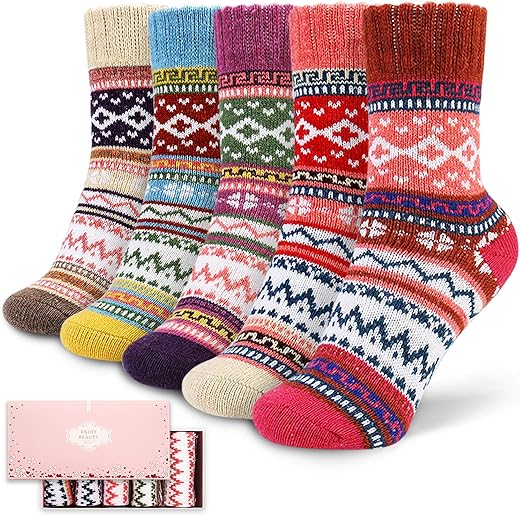 MORECOO Womens Winter Socks Gift Box Free Size Thick Wool Soft Warm Casual Socks for Women Socks Christmas Gifts