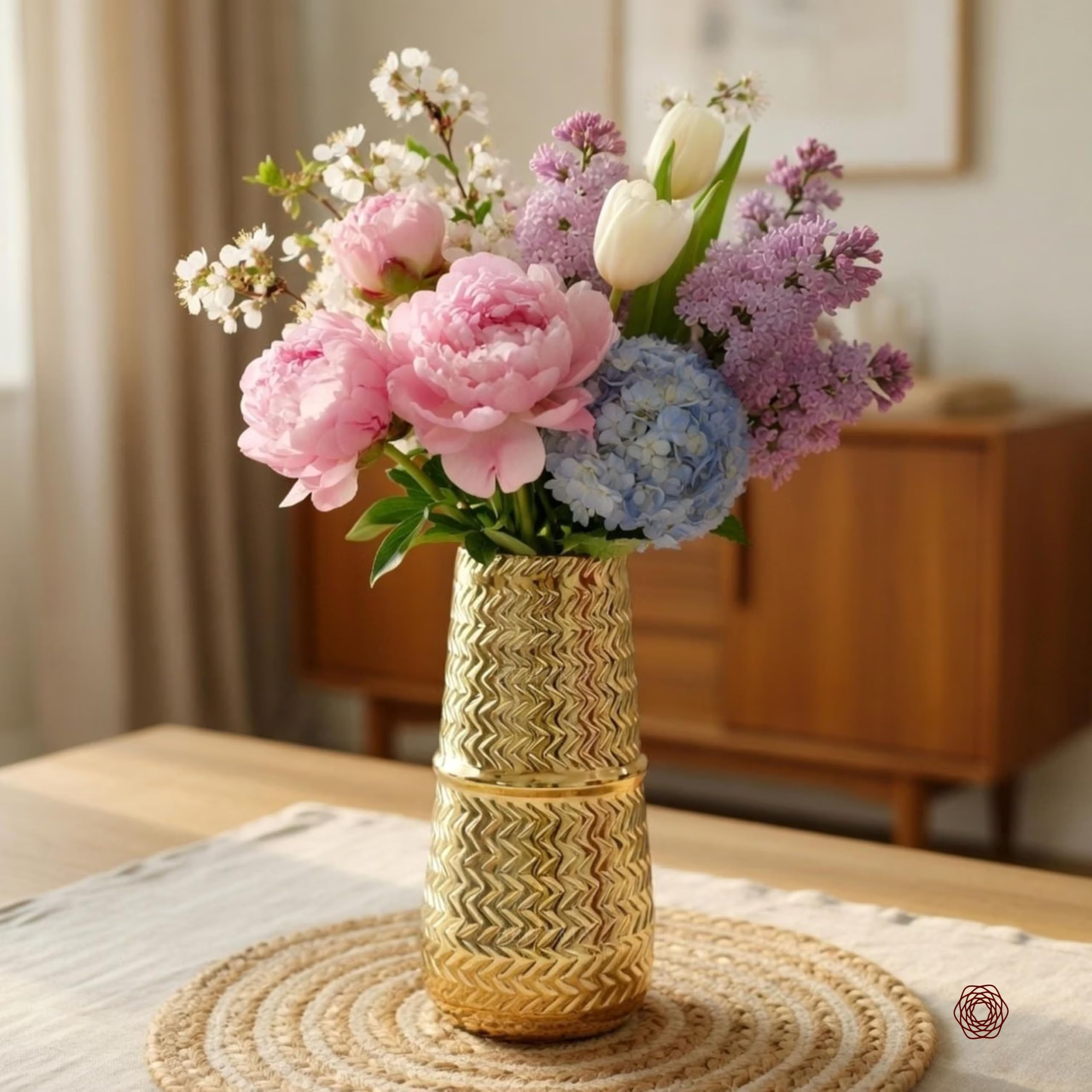 BEHOMA Golden Metal Vase - Rustic Home Decor -1