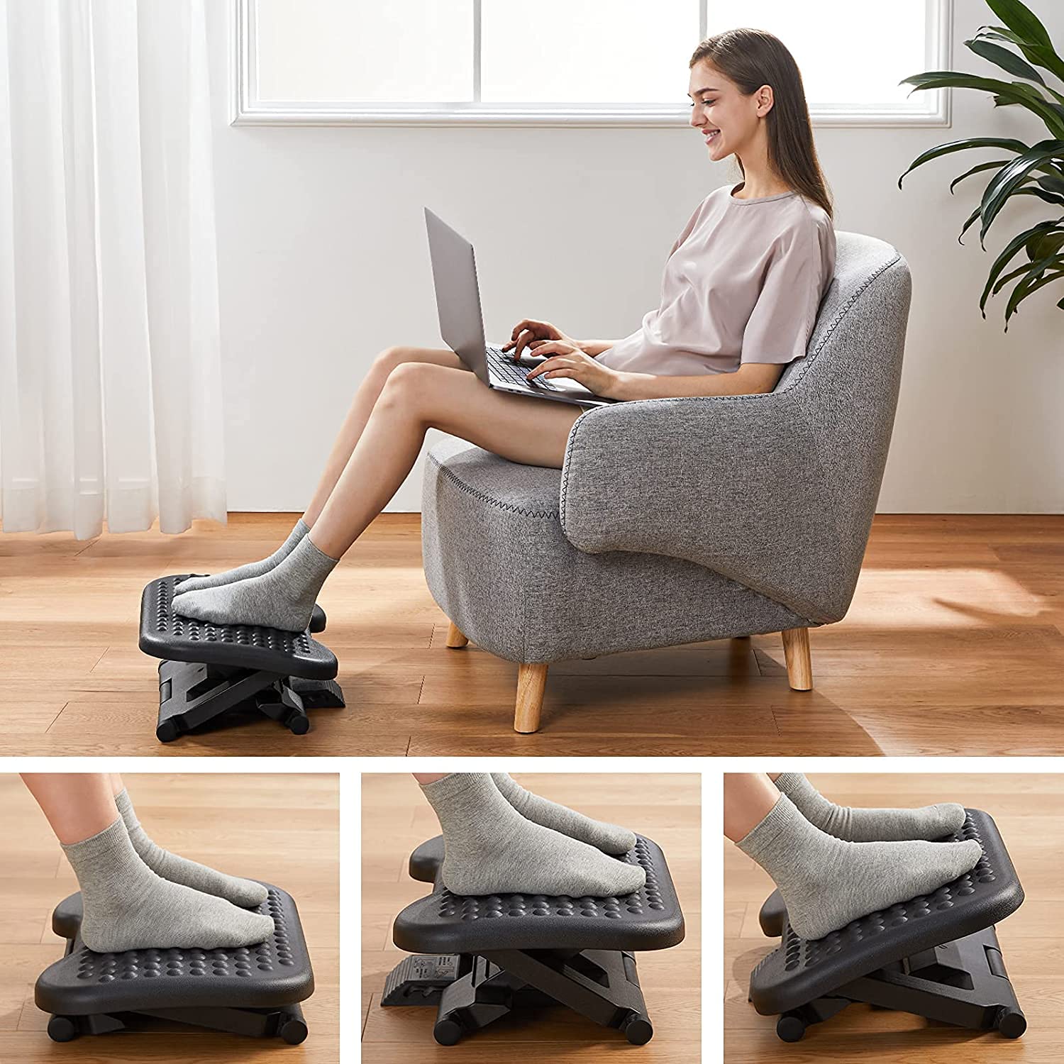 GOTOTOP Poggiapiedi scrivania ABS 7-15cm altezza regolabile poggiapiedi sgabello ergonomico portatile confortevole sotto la scrivania casa ufficio