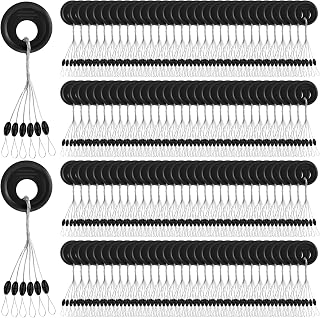 Outus 1200 Pcs Fishing Bobber Stopper Fishing Rubber Bobber Beads Stopper 6 in 1 Black Float Sinker Stops l M S Size Float Stop Kit