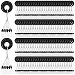 Outus 1200 Pcs Small-Sized Fishing Rubber Bobber Stoppers Oval and Column Floats Sinker Stops 6 in 1 Black Float Sinker Stops