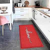 Vista 5 de AAZZKANG Tapete rojo grande de 48 x 18 pulgadas con parte trasera de goma antideslizante en el exterior interior, tapetes de bienvenida para puerta