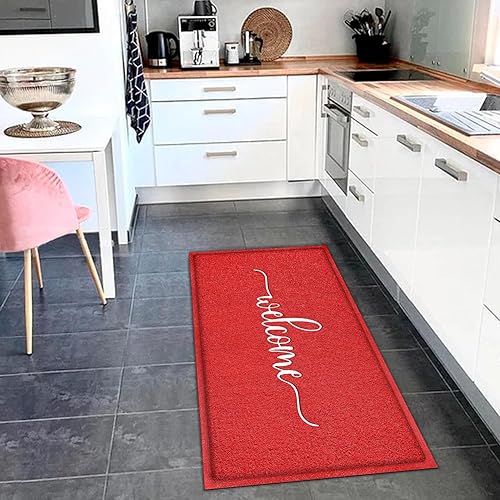 Miniatura 5 de AAZZKANG Tapete rojo grande de 48 x 18 pulgadas con parte trasera de goma antideslizante en el exterior interior, tapetes de bienvenida para puerta