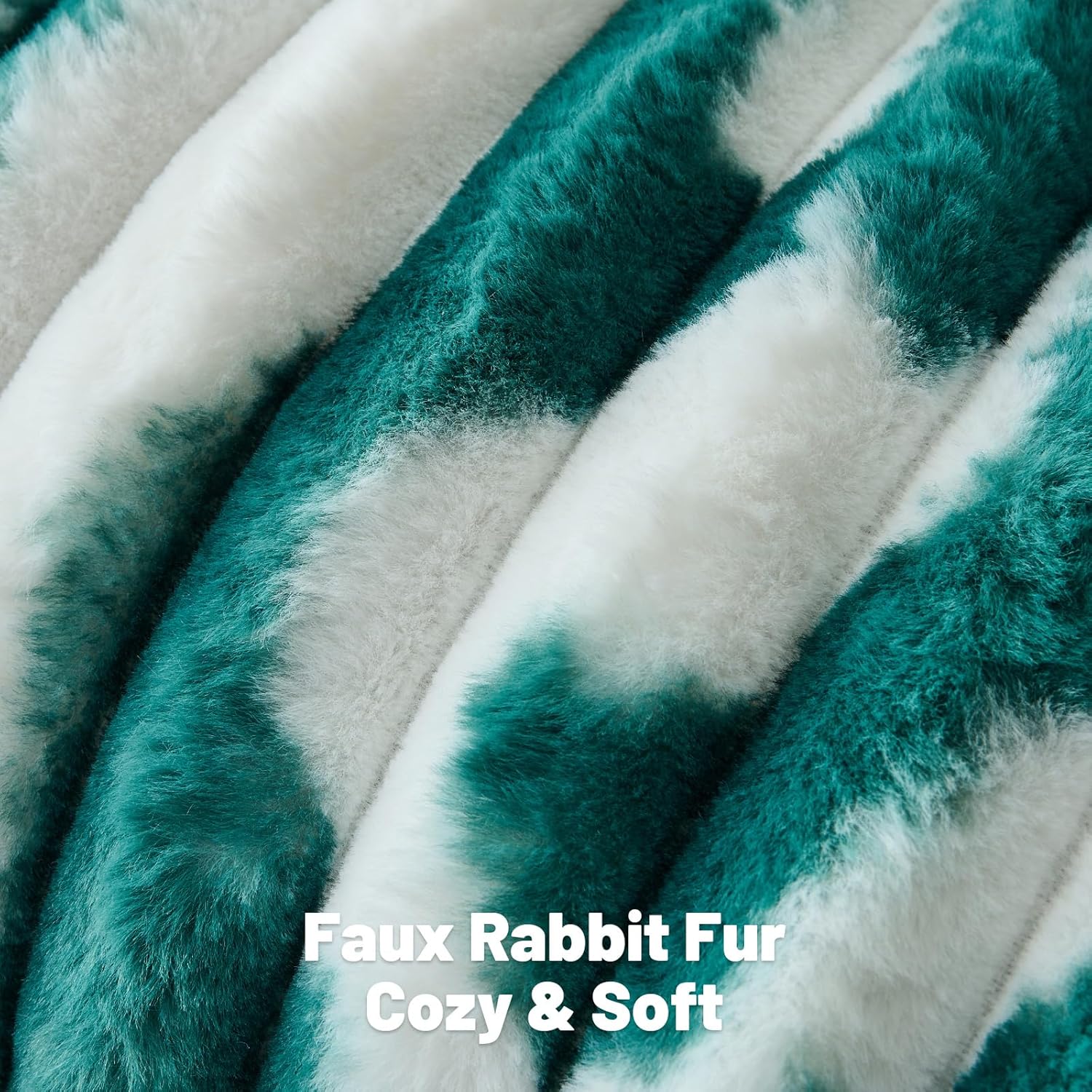FUTEI Green White Decorative Throw Pillow Covers 26x26 Inch Set of 2,Soft Tie Dye Faux Rabbit Fur Striped Texture Euro Pillow Shams,Modern Home Decor for Couch Bed Living Room