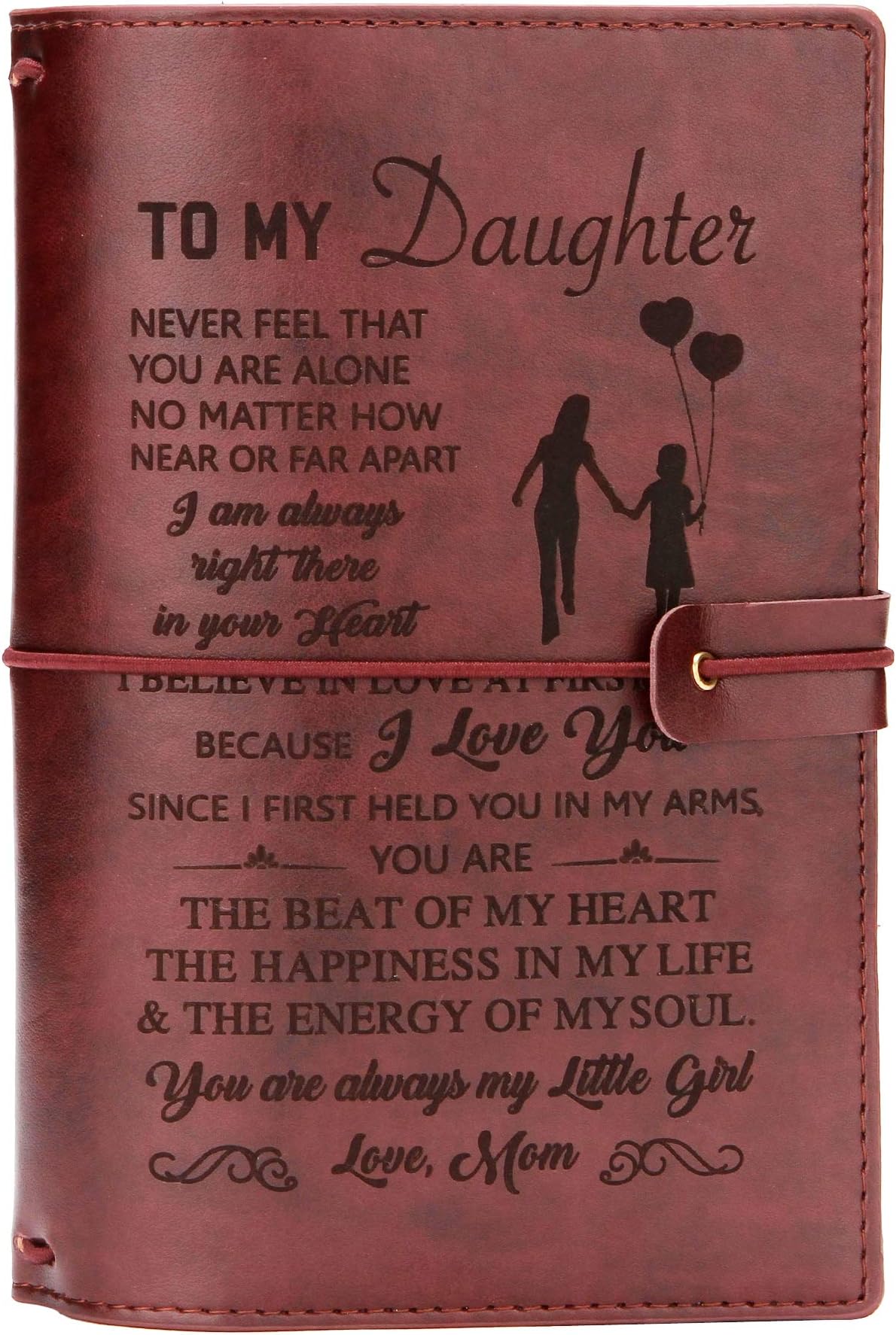 Daughter Journal Leather From Mom-lined journal notebook inspirational,Personalized Journals Gift Ideas for Daughter,Back to School Gift for Students