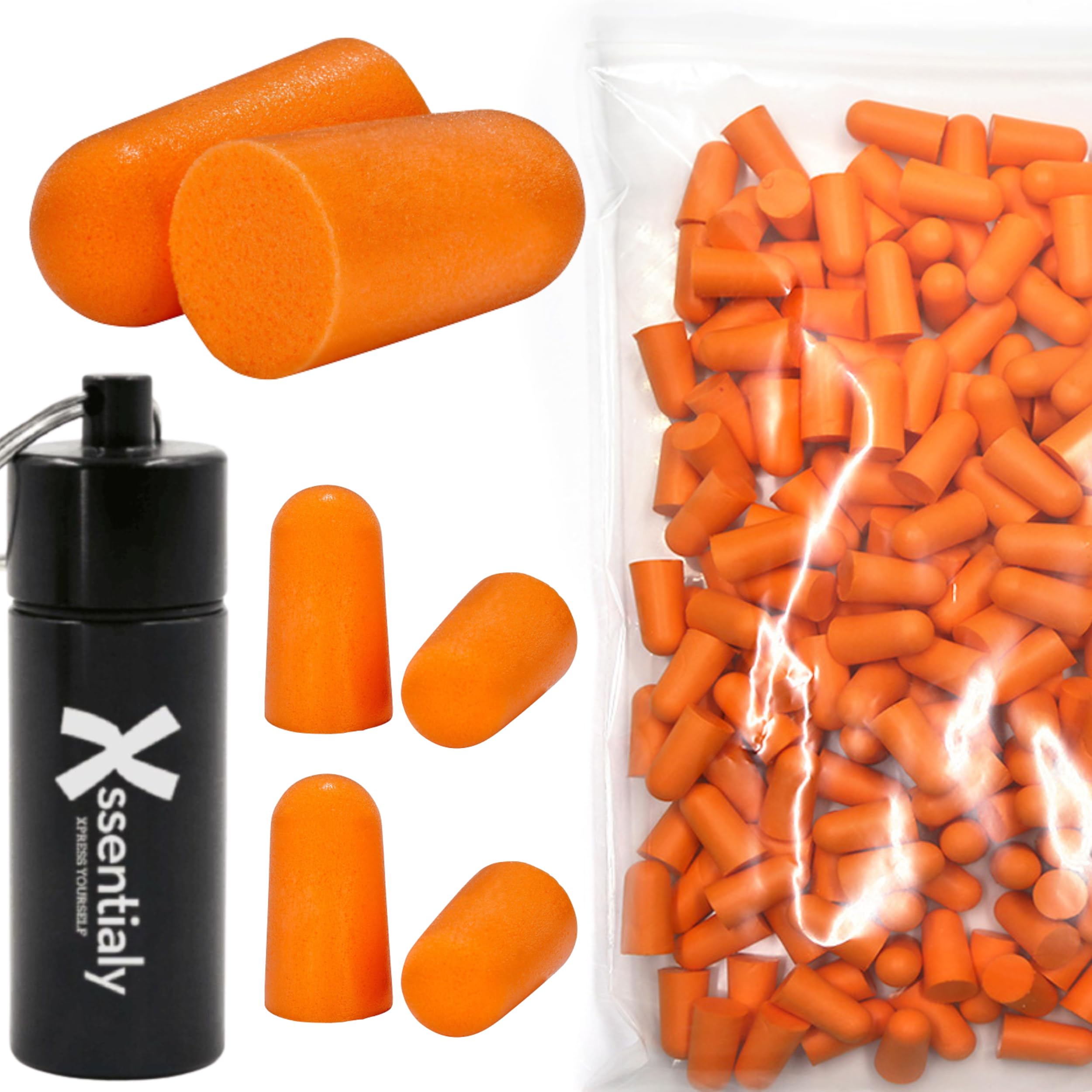 XSentialy Lot de 400 bouchons d'oreille en mousse, isolation acoustique jusqu'à 38 dB, hypoallergéniques, pour sommeil paisible