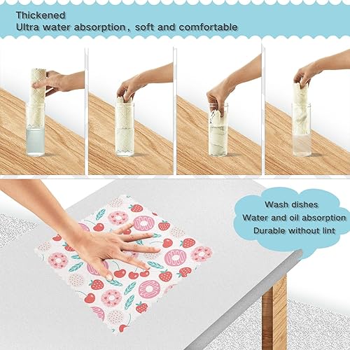 Miniatura 4 de Red Pink Donut Cherry Soft Decor Microfiber Dish Towels Absorbent 6 Pack Microfiber Drying Towel Kitchen for Restaurant Coffee