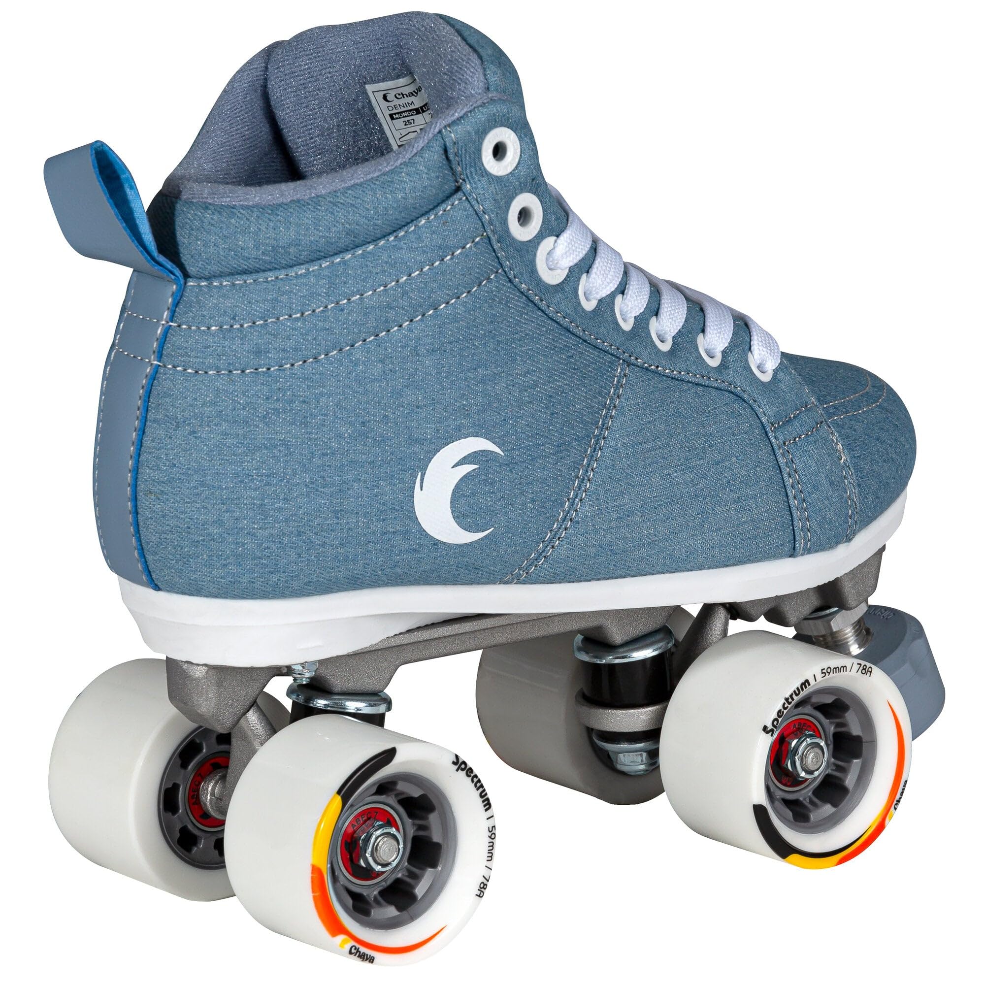 Chaya Rollschuhe Denim - Roller Skates für Damen und Herren im Retro-Look für Roller-Disco - Roll-Schuhe in Blauer Denim