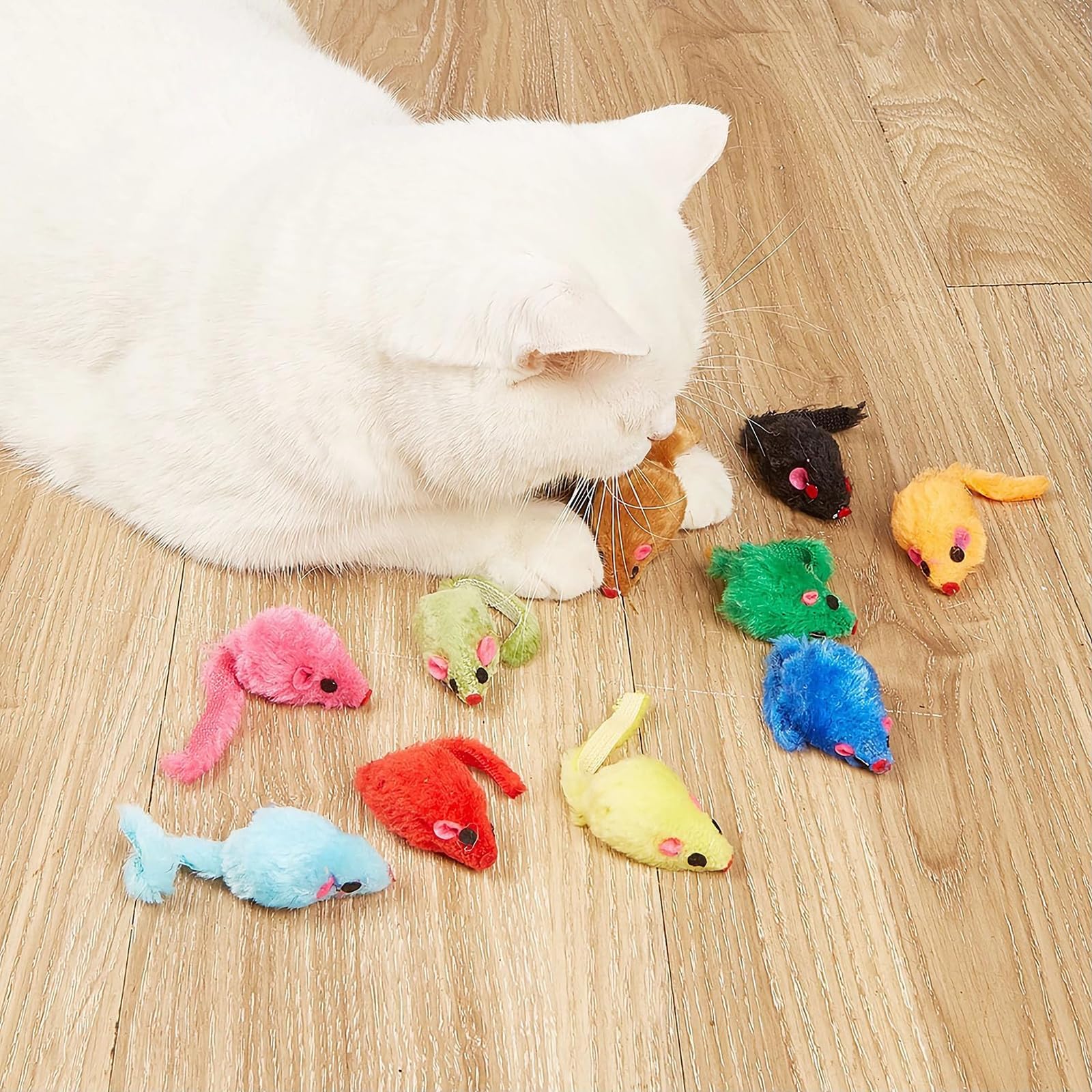 12 Piezas Juguetes para Gato, Peludo Juguetes Gato, Ratones de Juguete para Gatitos, Juguete Interactivo con Hierba gatera, para Gatos Jueguen, Caza, Ejercicio