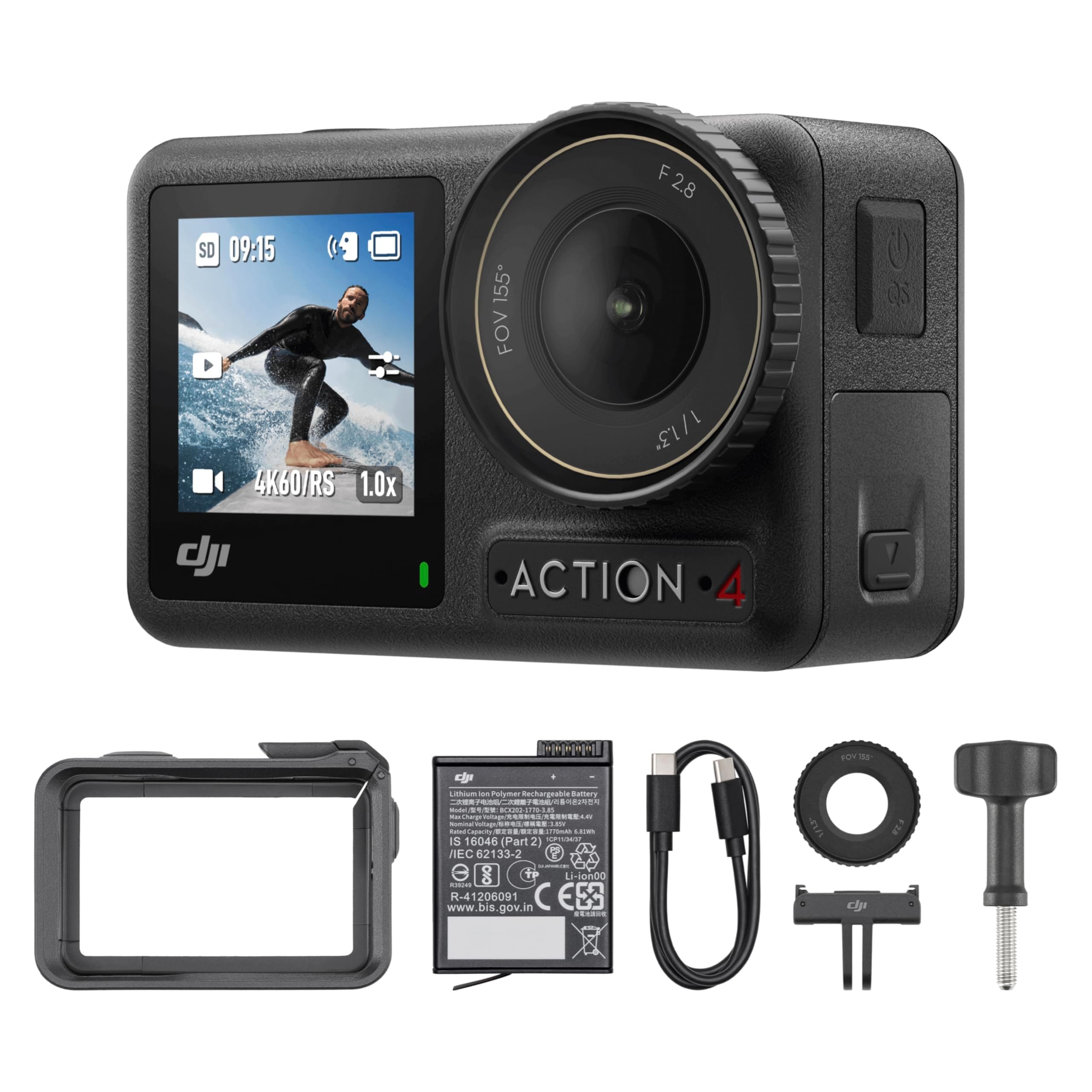 ビデオカメラ Dji Action 4 DJI Osmo Action 4 Essential Combo, 4K/120fps Waterproof Action