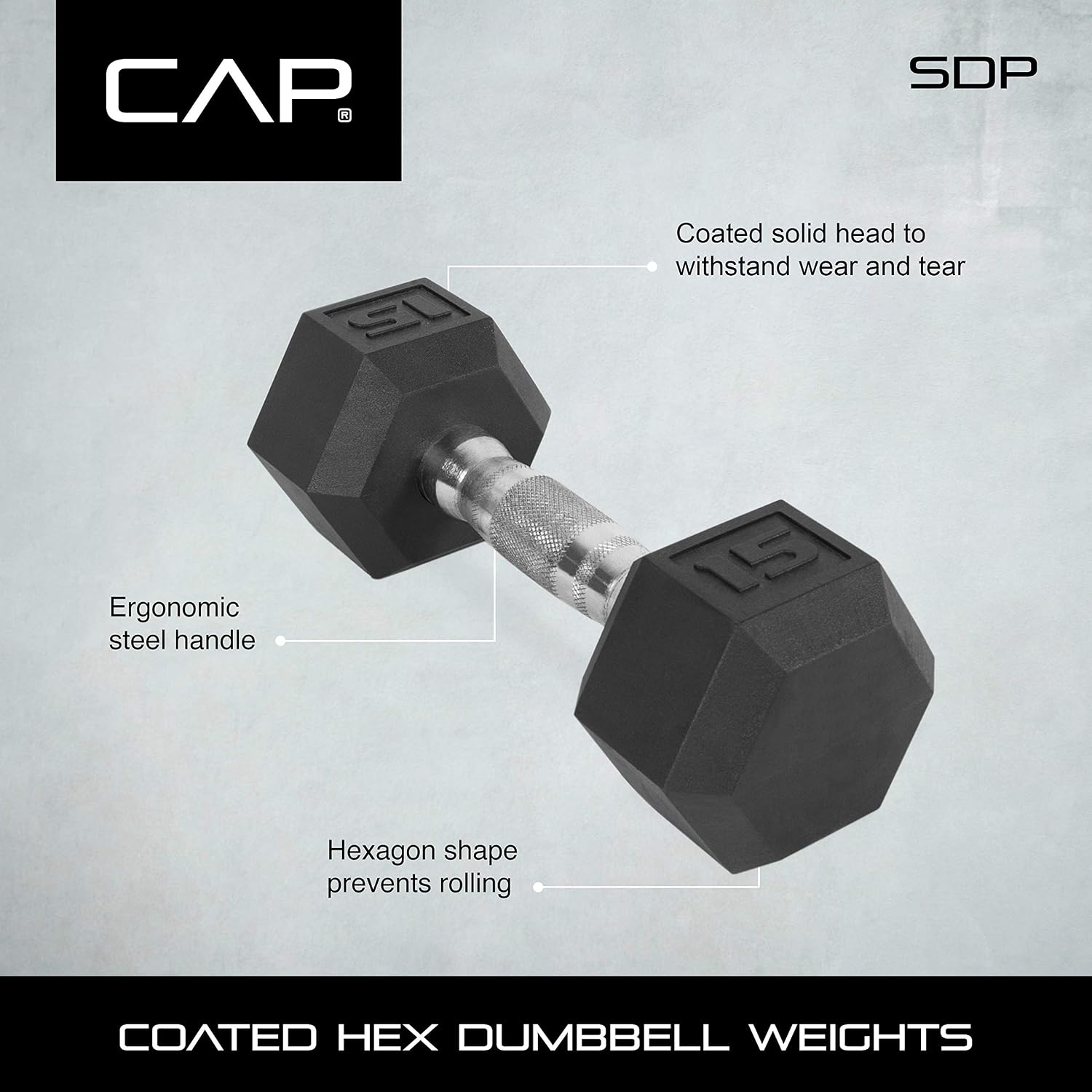 CAP Barbell Coated Hex Dumbbell Weights, Pair