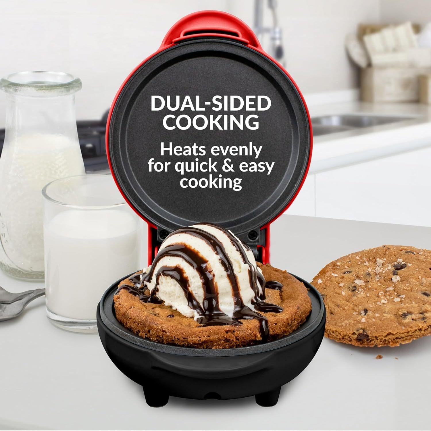 550-Watt Red Pancake Griddle - Each Cooking Surface Is 5-inches Wide - Providing Quick, Efficient And Consistent Results. The Nonstick Surface Easily Wipes Clean
