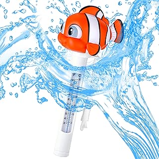 MKLZ Pool Thermometer Floating Easy Read, Water Temperature Thermometers with String for Outdoor & Indoor Swimming Pools, Hot Tub, Spa - Clown Fish