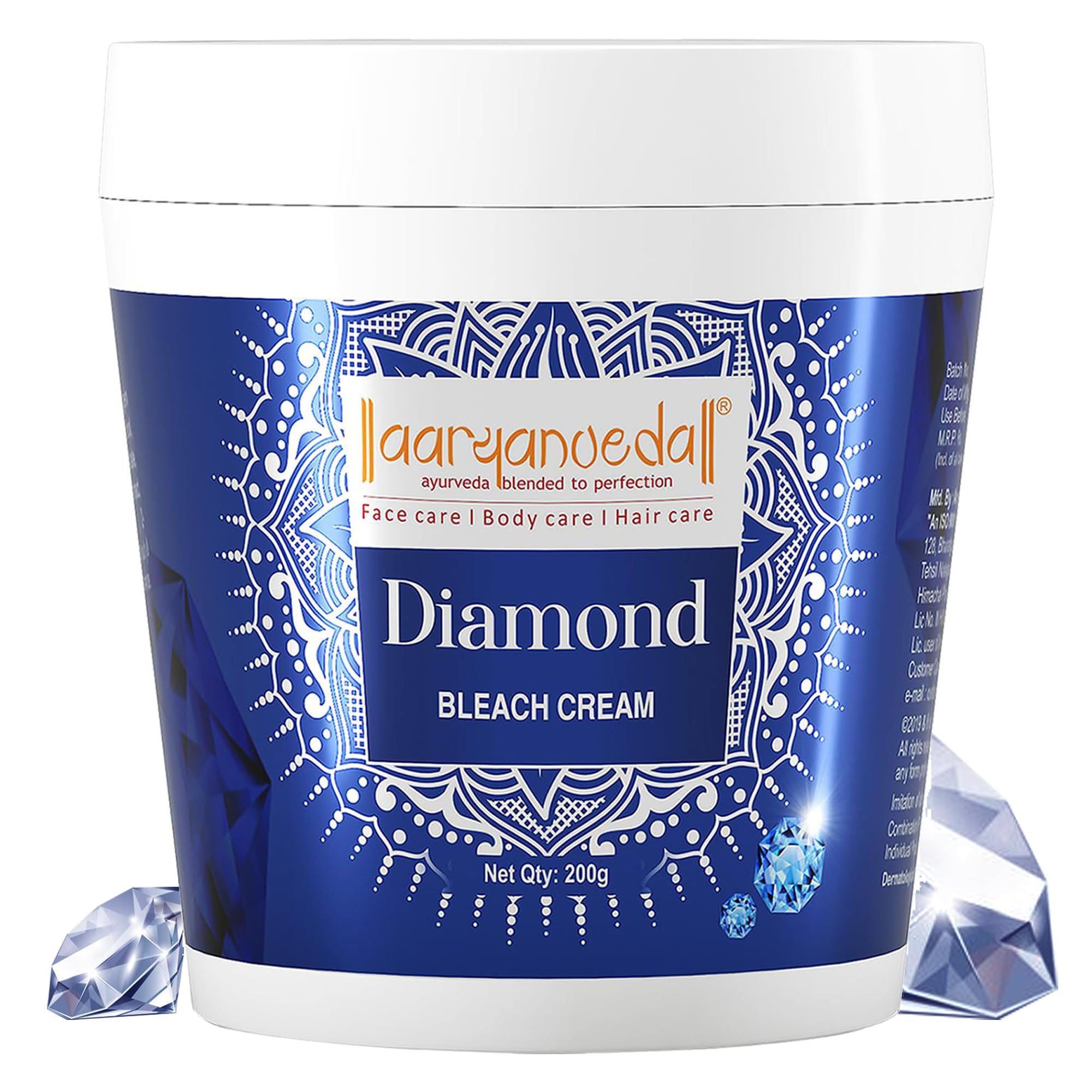 Aryanveda Diamond Bleach Cream for Face & Body – 250g | Instant Brightening | Skin Lightening | For Women | Suitable for All Skin Types
