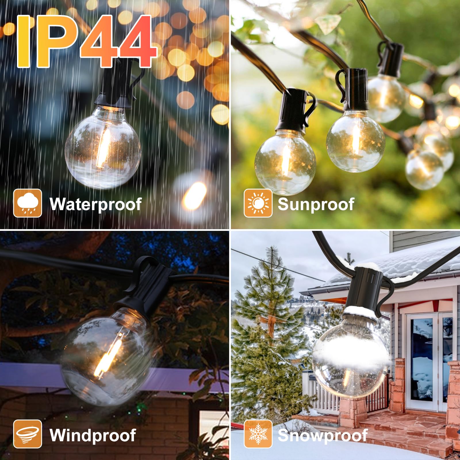 Quntis Guirlande Lumineuse Extérieure Solaire 12M 15+1 LED 8 Modes IP44 Blanc Chaud