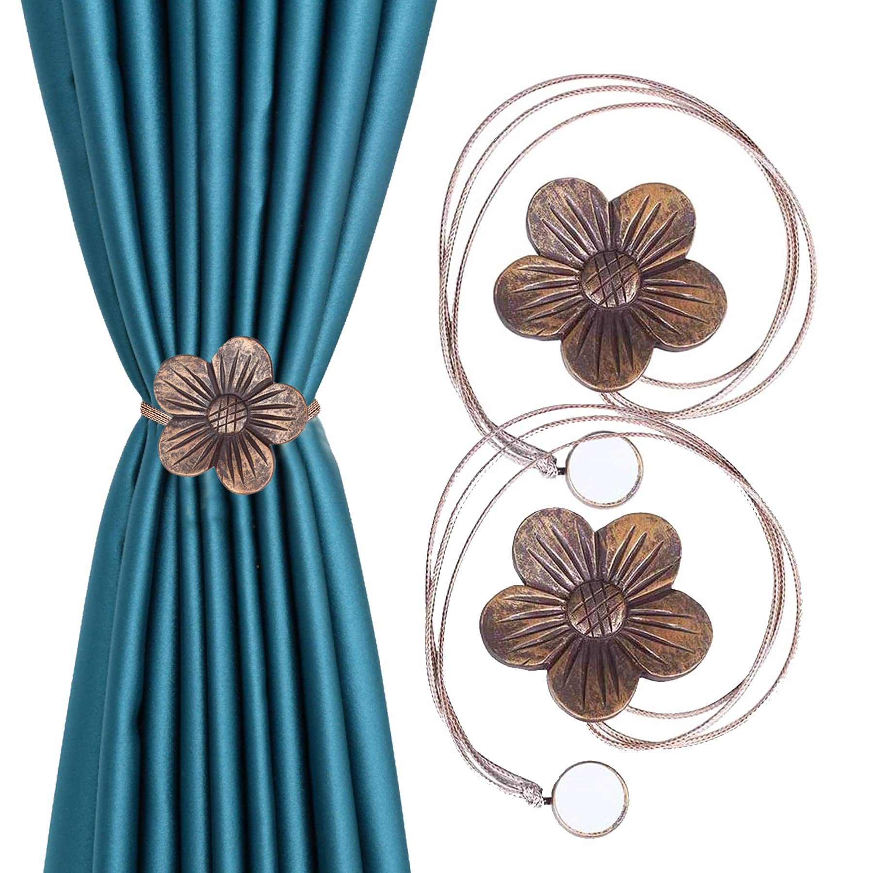 SHINING HOUSE Paquete De Alzapaños Magnéticos Para Cortinas, Hechos A Mano De Cuerda Tejida Practicos Y Decorativos Para El Hogar Y La Oficina Cafe Claro 78798328