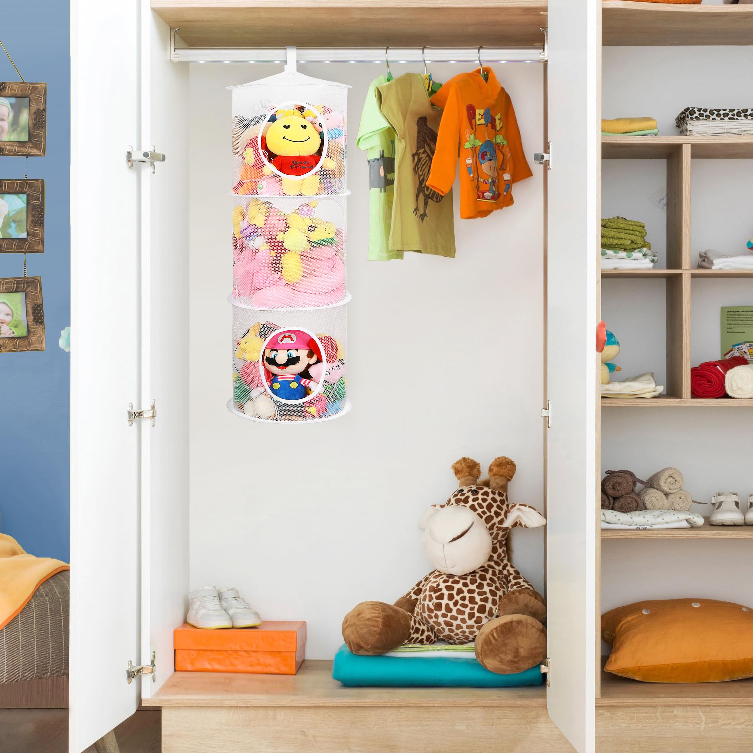 Chaîne De Rangement Pour Peluches Avec 20 Clips Métalliques - Hamac Suspendu Pour Animaux En Peluche, Jouets D'enfant - 6