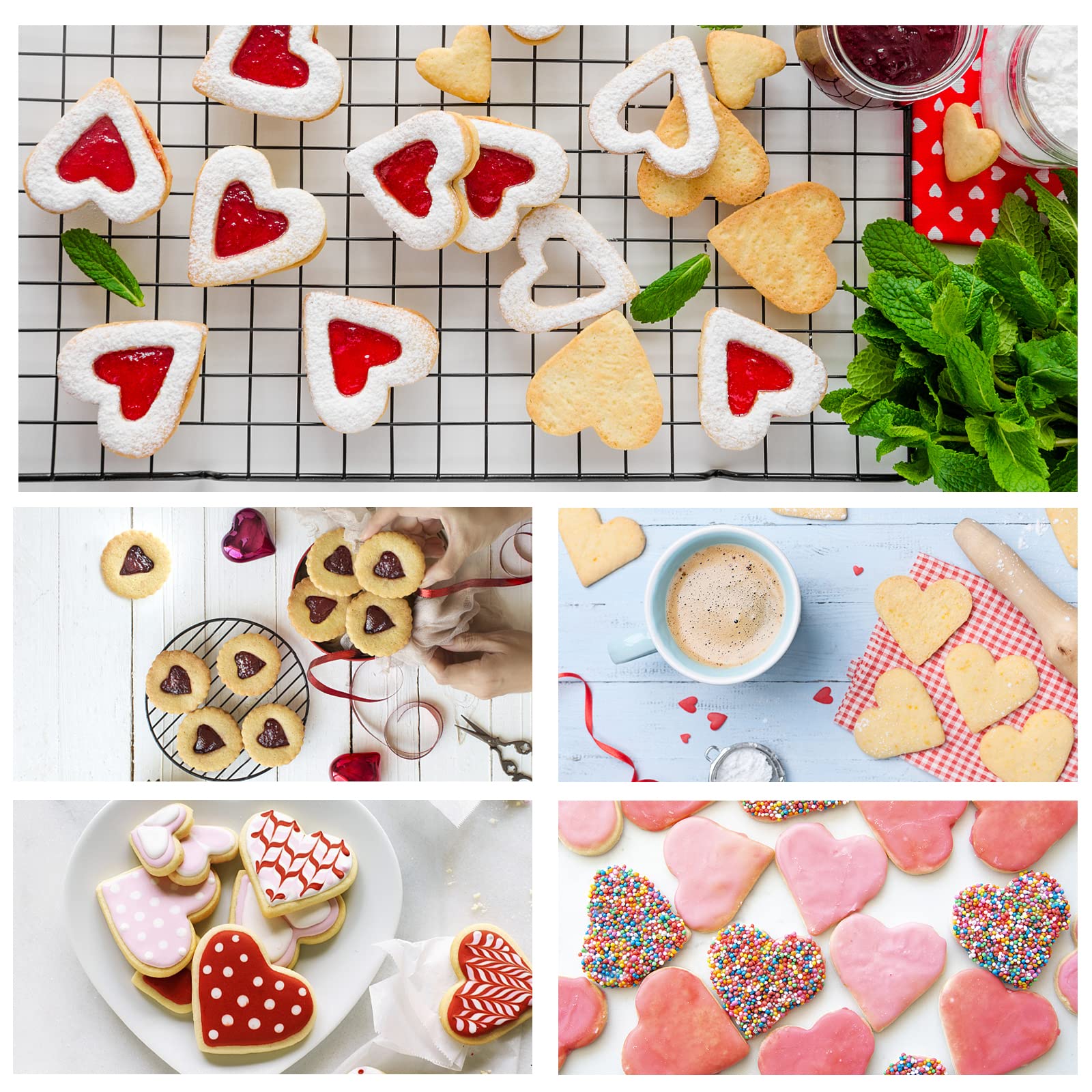 6 Formine Per Biscotti A Cuore In Acciaio - Tagliabiscotti Da Piccoli A Grandi Per Dolci E Argilla