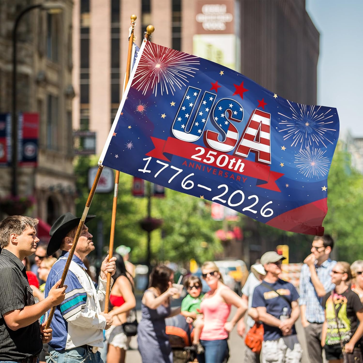 Probsin 250 Anniversary Flag 3x5 Ft USA 250th Anniversary 1776-2026 Patriotic July 4th Yard Signs Party Supplies Hanging Decor for Room House Welcome Photo Backdrop with Brass Grommets - Image 9