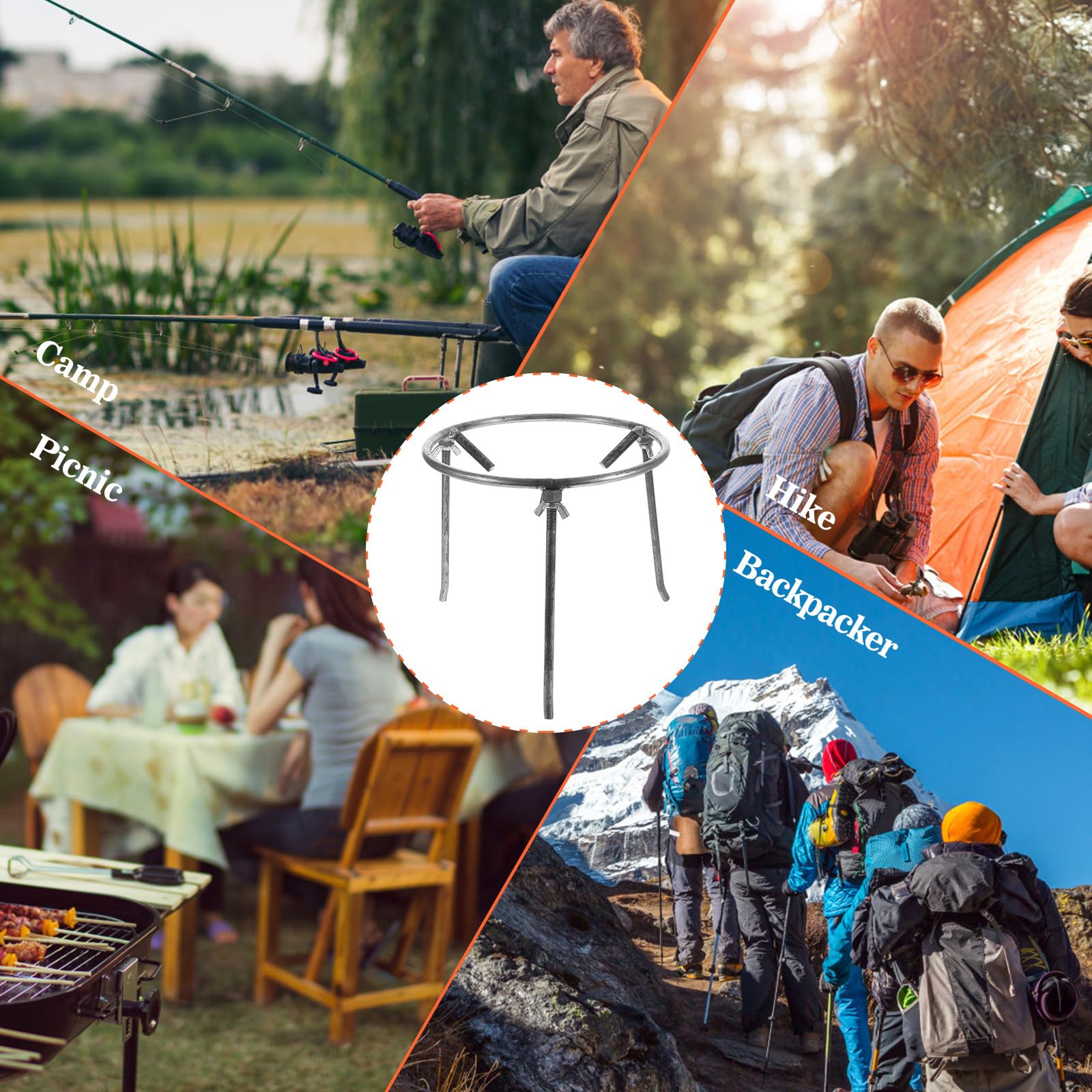 Veemoon Trípode para Parrilla de Barbacoa de Acero al Carbono Estructura Desmontable y Gran Estabilidad, Adecuado para Cocina al Aire Libre en Camping y Bbq