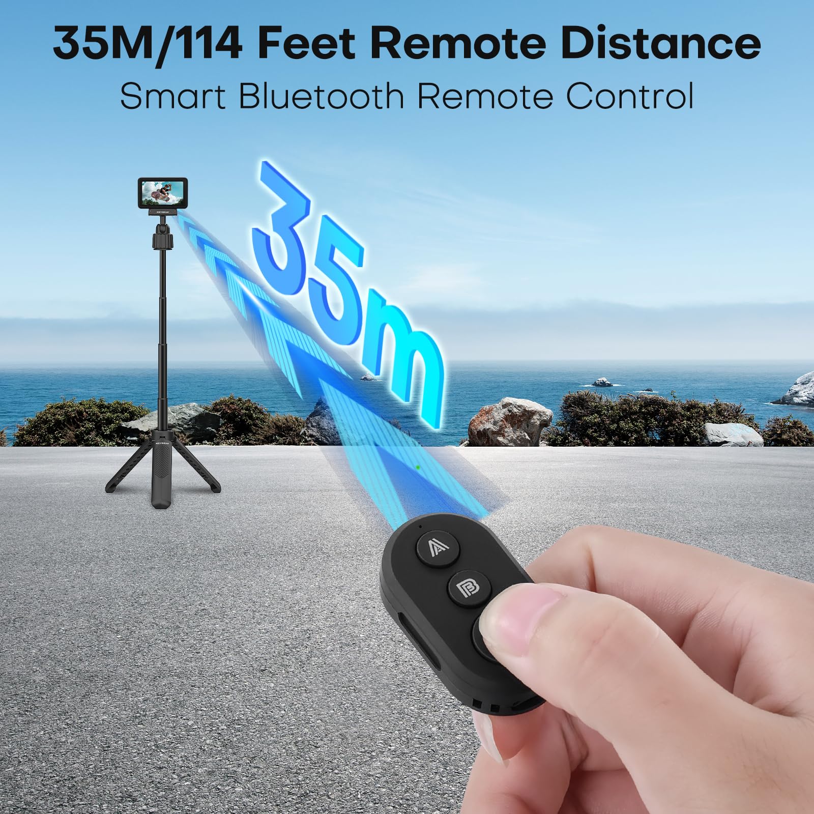 REYGEAK Télécommande Compatible avec Les caméras DJI Action 6/Aion 5 Pro/Action 4/Osmo 360, portée de 25 m, Suivi précis des mouvements, Bracelet Intelligent, Support vélo