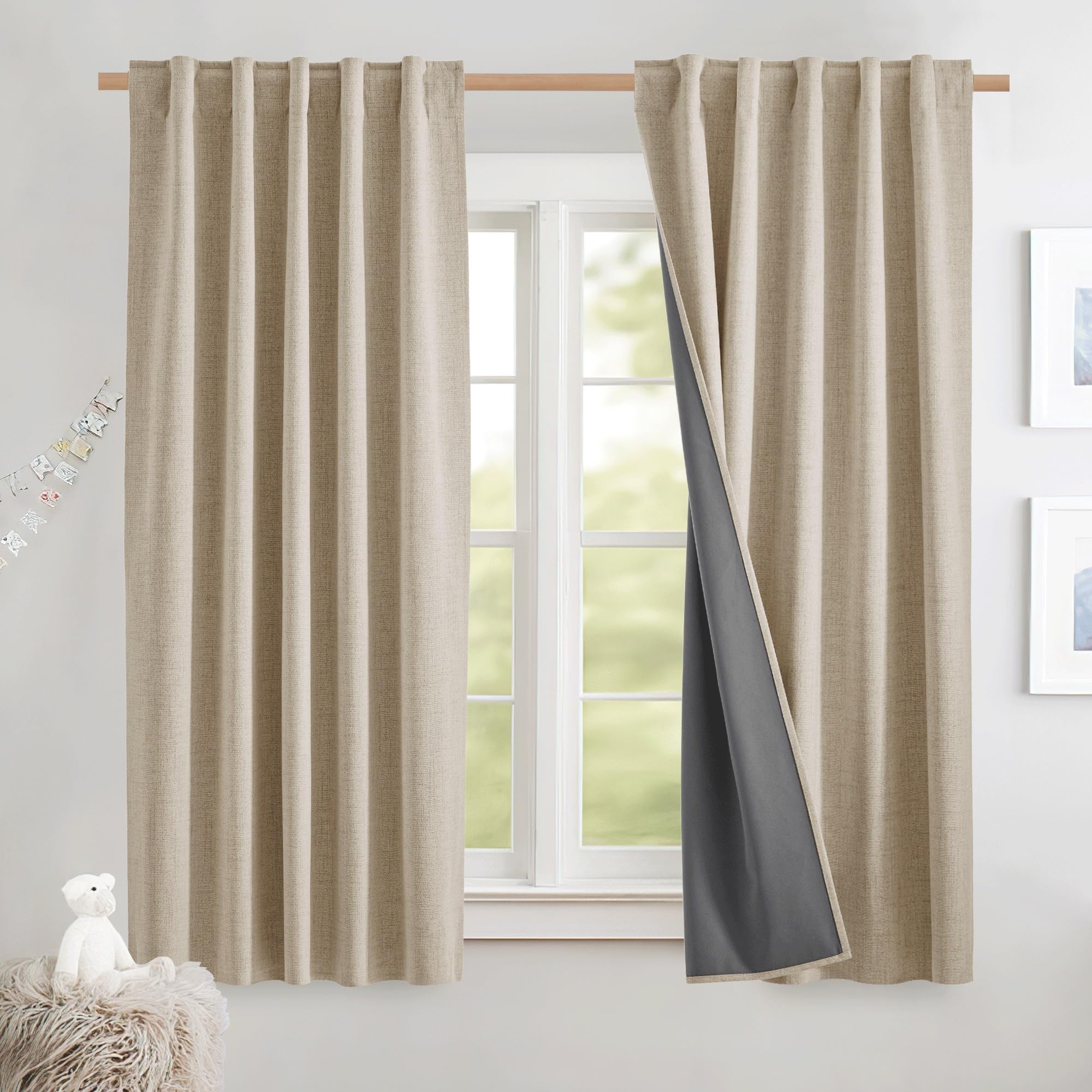 NICETOWN 100 Blackout Curtains Beige