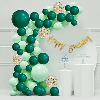 Party Propz Cardstock,PVC,Rubber Birthday Decoration Items,57 Pcs Green Theme Happy Birthday Decoration Kit for Husband Wife,Green & Gold Balloons for Birthday Decorations for Boys Girls
