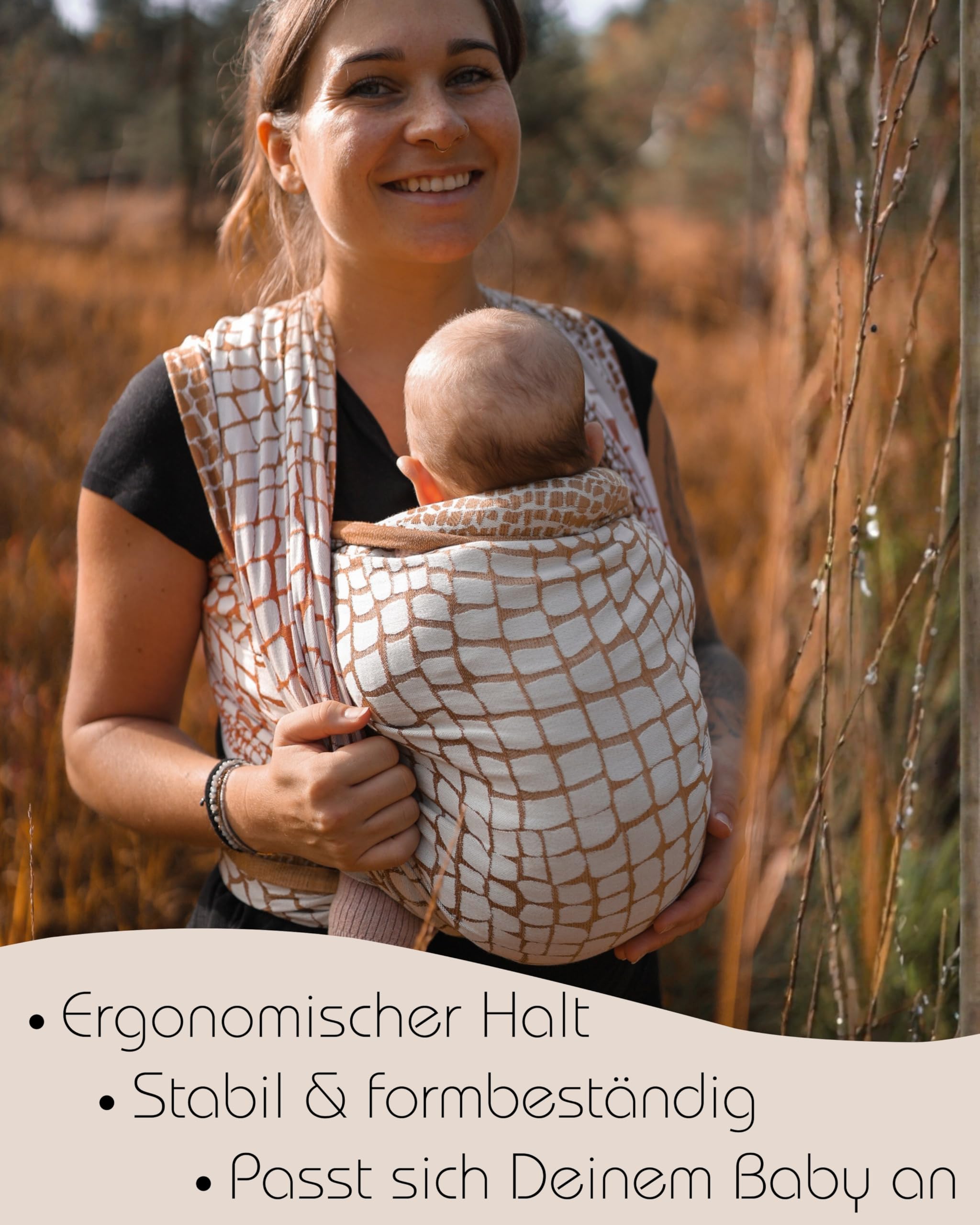 Hoppediz Tragetuch Baby – gewebtes Babytragetuch aus Baumwolle – für Neugeborene ab Geburt bis Kleinkind – Elba 5,40 m - 5