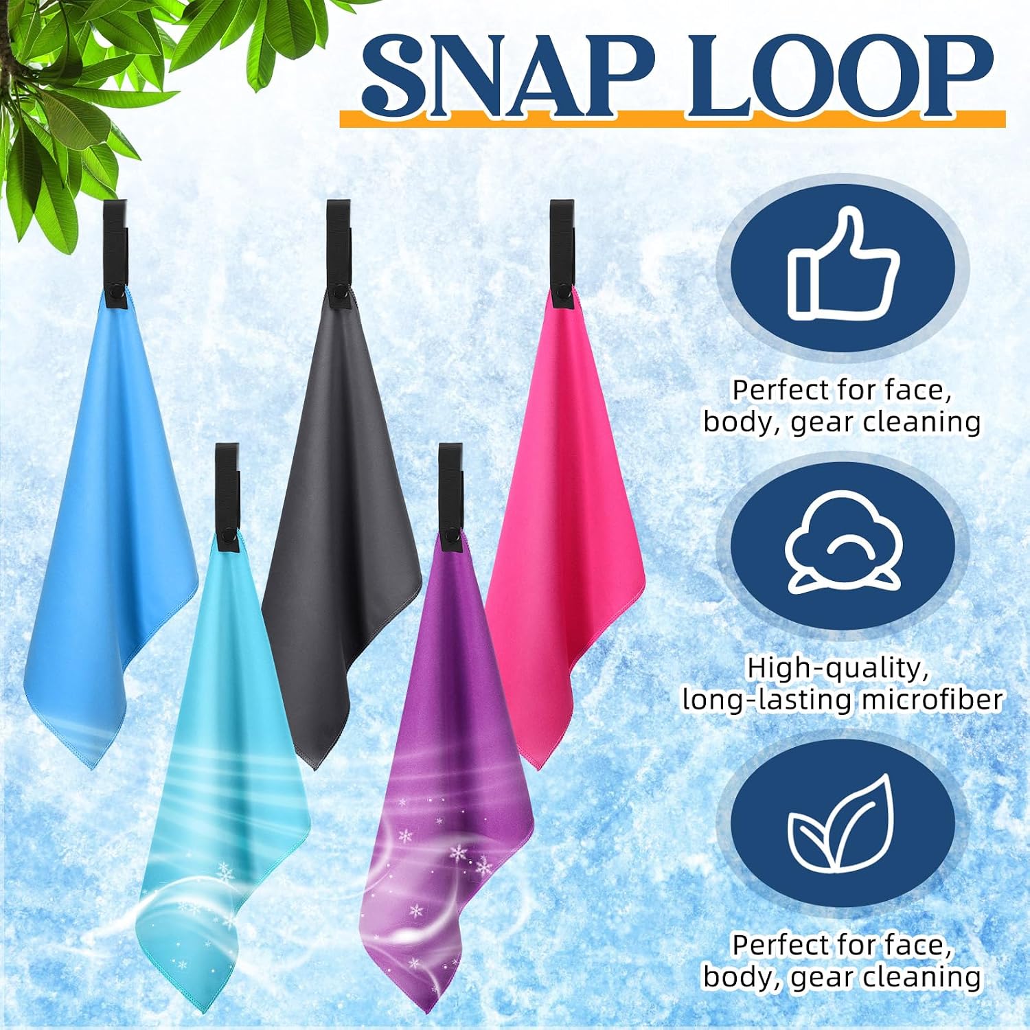 SmoothNovelty 10 Count Quick Dry Microfiber Camping Towels 25x32 cm Travel Hand and Face Towel with Hang Loop Backpacking Ultralight Fast Drying Washcloth for Hiking Outdoor Adventures Yoga(5 Colors)