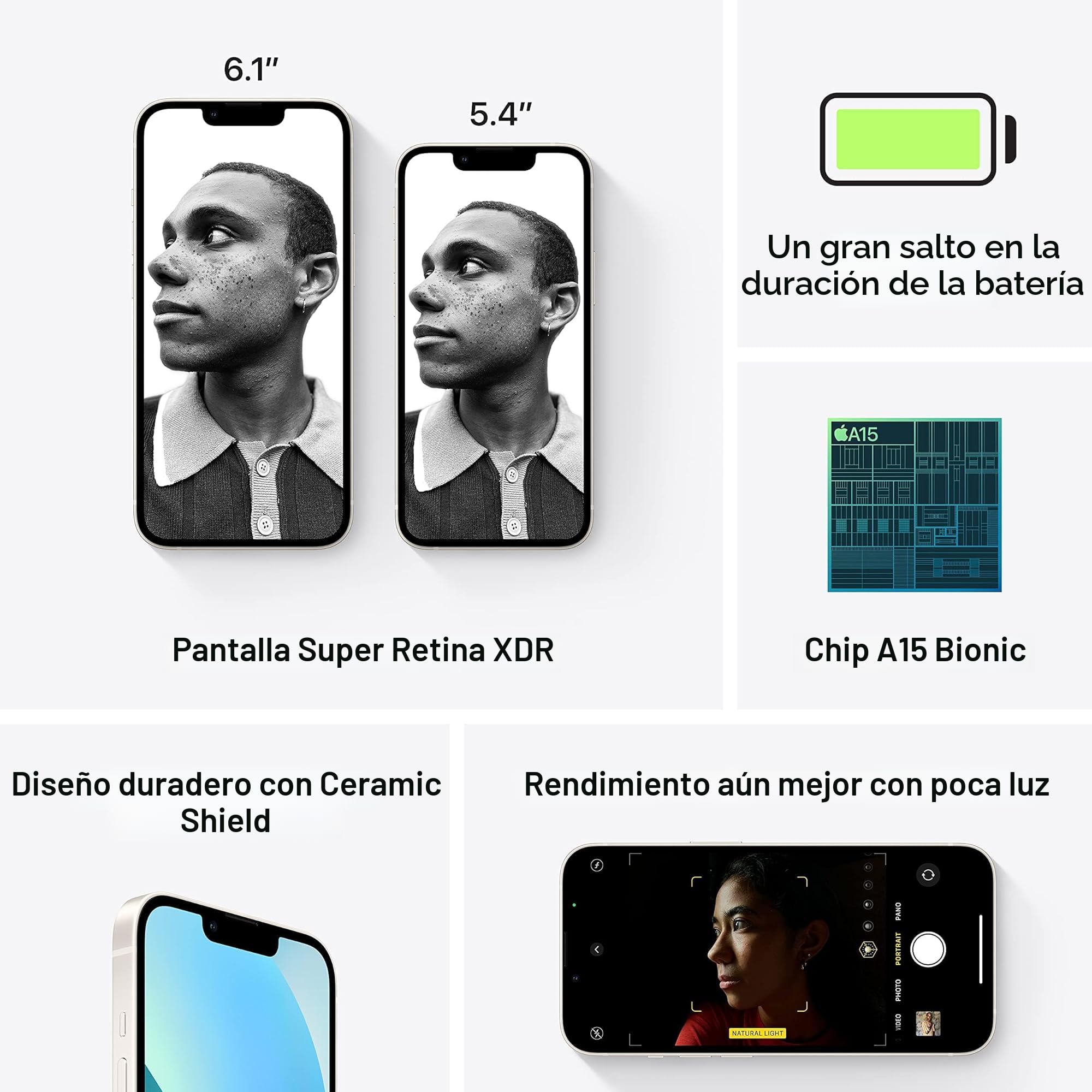 Amazon.com: Apple iPhone 13, 256 GB, blanco estrella, desbloqueado