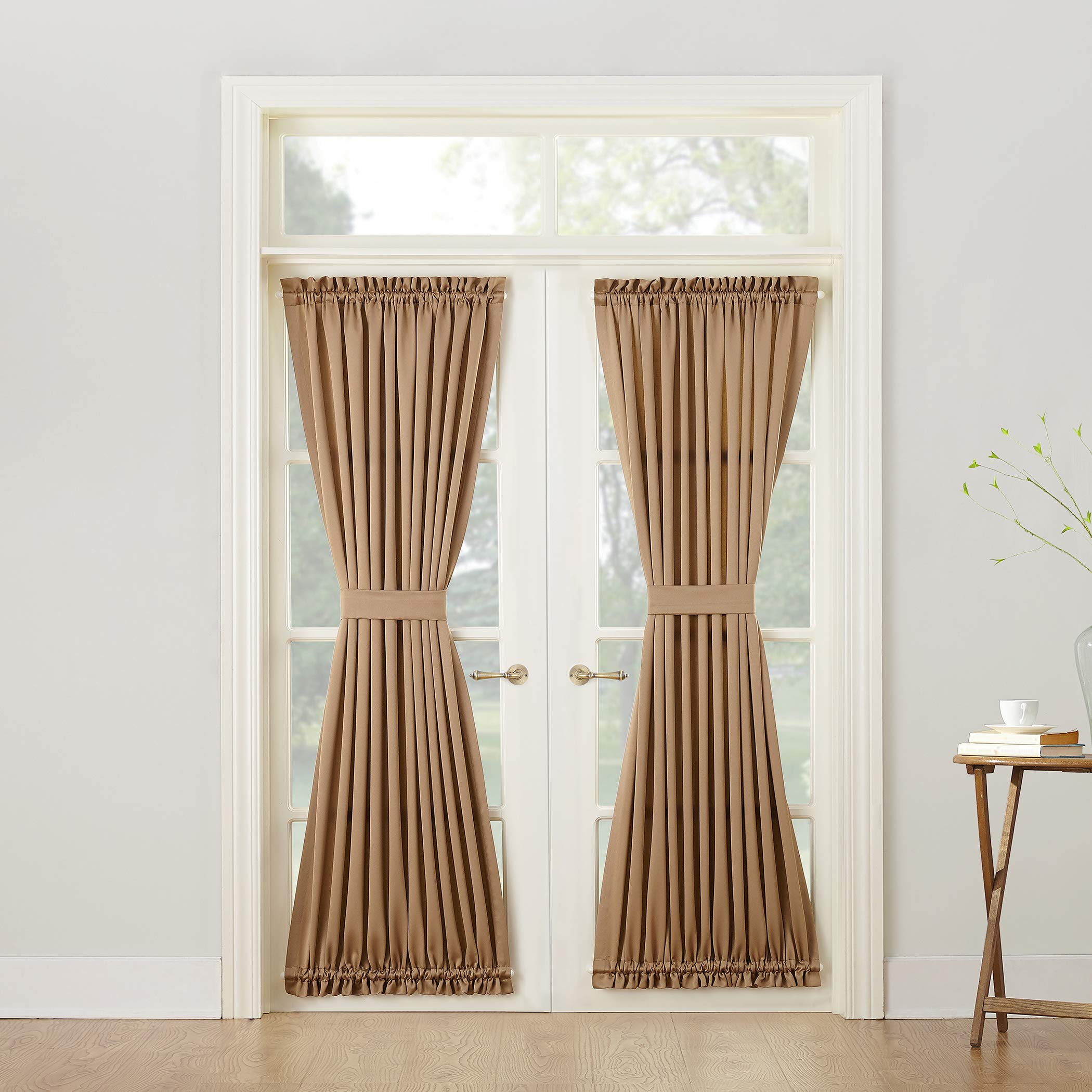 Sun Zero Barrow Energy Efficient Rod Pocket Door Curtain Panel, 54" x 72", Taupe, Taupe Brown, W 54" x L 72" (1 Panels) - Image 4