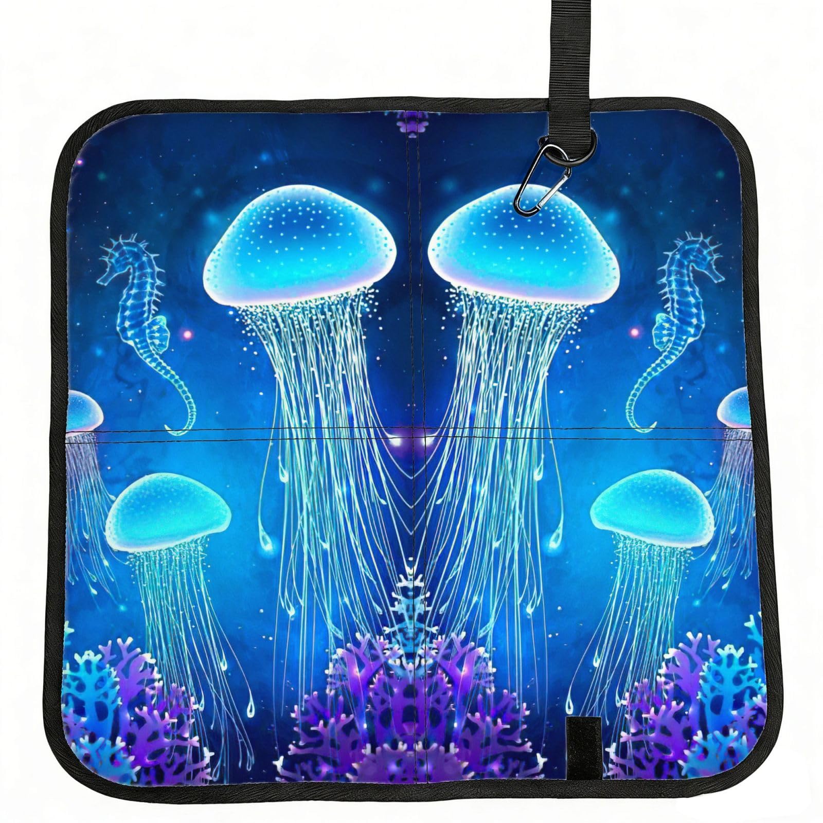 bghdfa Underwater Jellyfish Print Outdoor Sitting Mat Waterproof Oxford Cloth Seat Cushion Folding Foam Camping Seat For Picnic