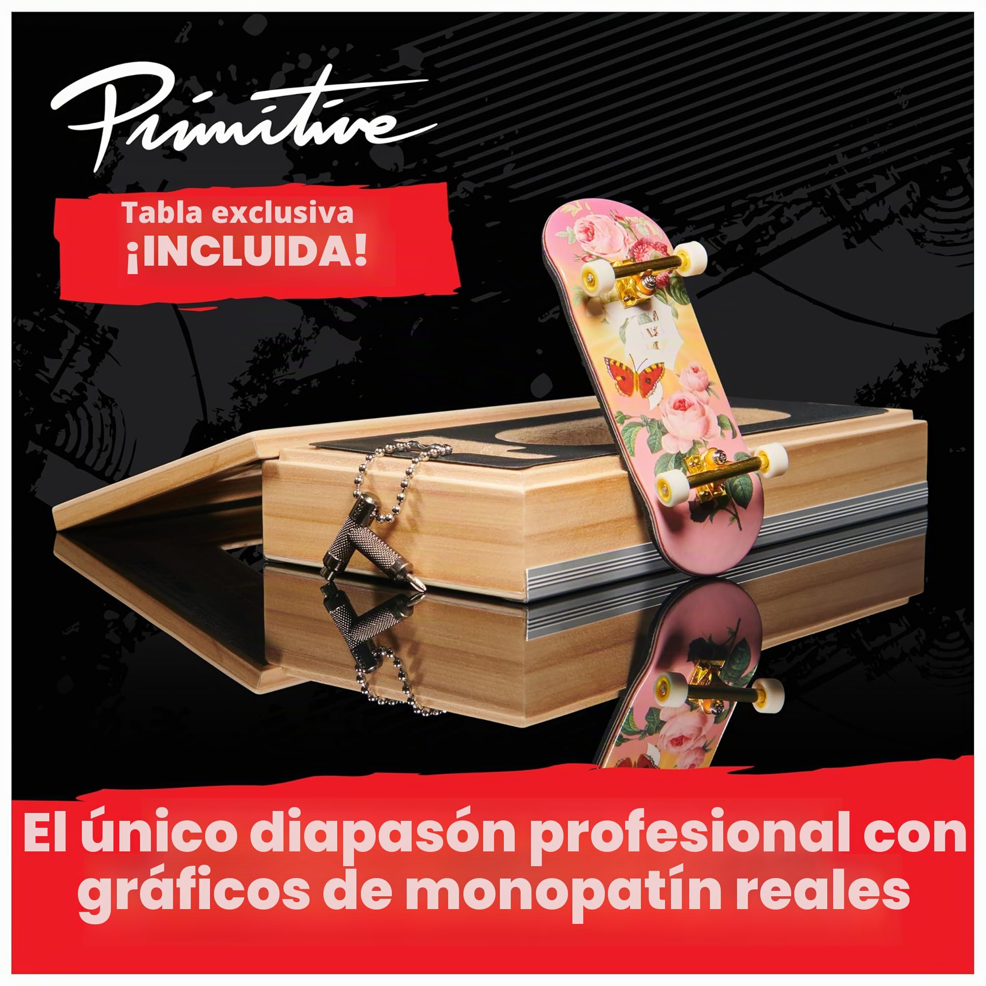 Tech Deck, Primitive Pro Series - Tabla de Dedos con Pantalla de Almacenamiento, diseñada para Profesionales; Mini patinetas auténticas, Juguetes para niños a Partir de 6 años