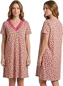 Camisola Feminina Suede Premium Estampas Variadas Manga Curta Decote V com Renda Toque Aveludado Conforto Sofisticado para Dormir