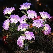 Garden Lights Solar Flower Light, LED Solar Powered Outdoor Light Decor for Path Yard Walkway Patio Balcony Lawn, Hydrangea Artificial Flower Purple, 2