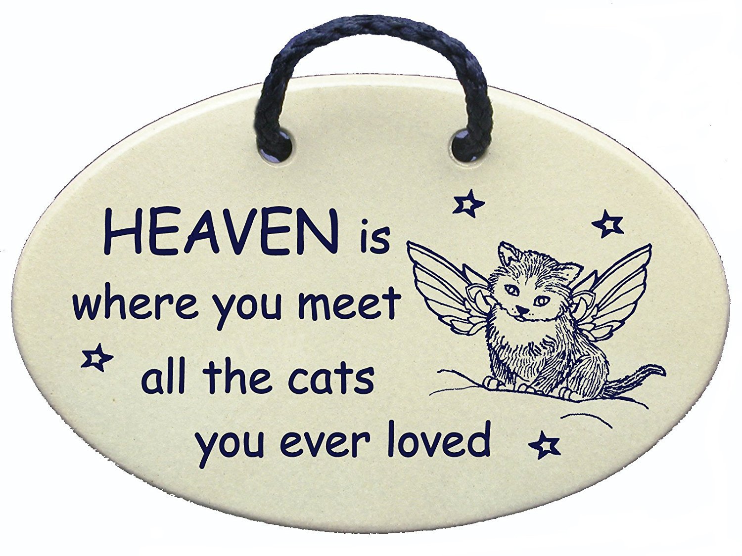 Mountain Meadows Pottery Cat Memorial, Heaven is Where You Meet All The Cats You Ever Loved. Ceramic Wall plaques Handmade in The USA for Over 30 Years.