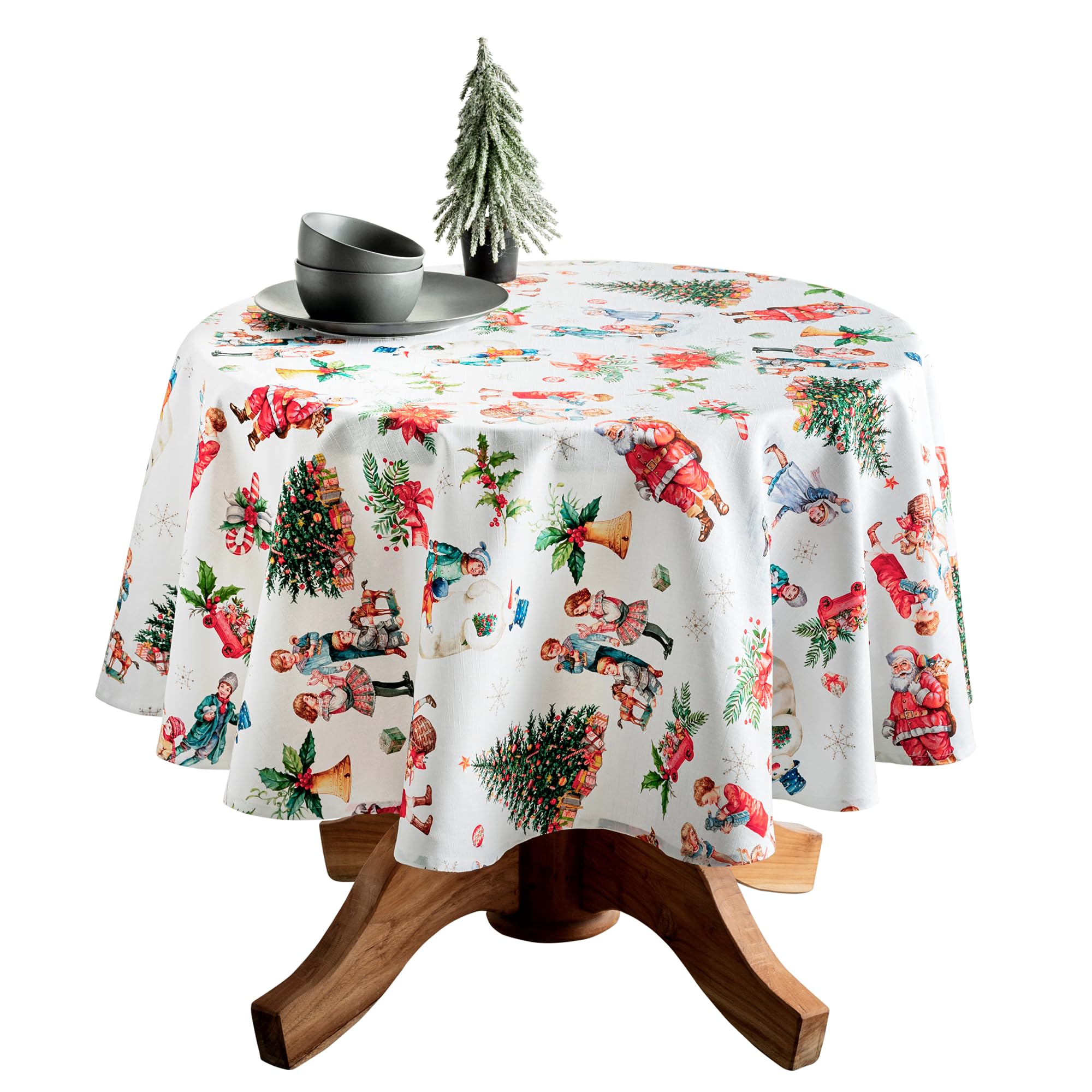 Maison d' Hermine Table Cloth Round Table 100% Cotton 69 Inches Fall Tablecloth Reusable Everyday Use for Thanksgiving Christmas Decorations Dining Farmhouse Party (Chromo)