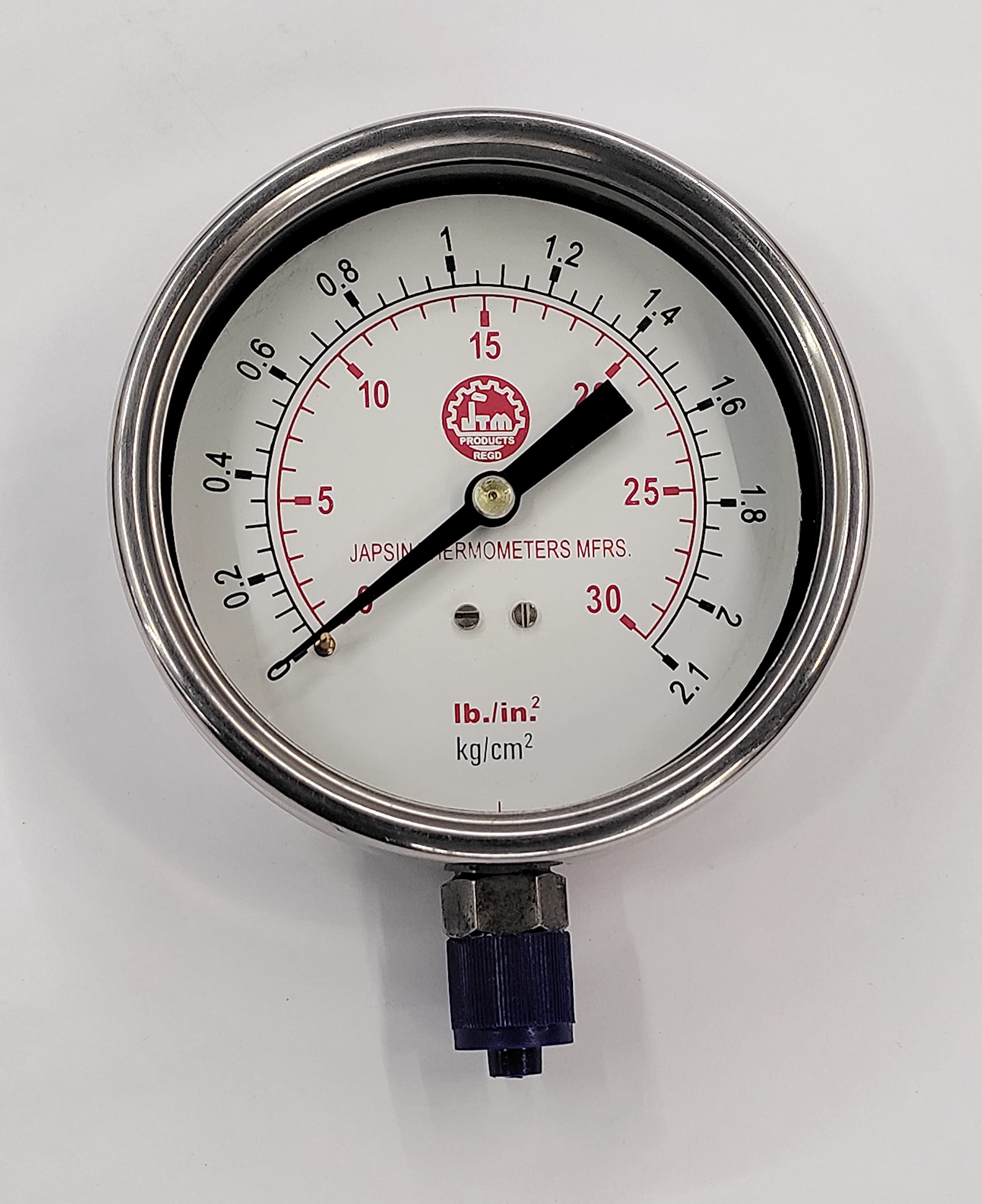 Japsin Dial Pressure Gauge 0-30 PSI (0-2.1 Kg/cm2), Dia Size 4"(100 MM), Bottom Connection Material SS (B0B296WMPS) Amazon Price History, Amazon Price Tracker