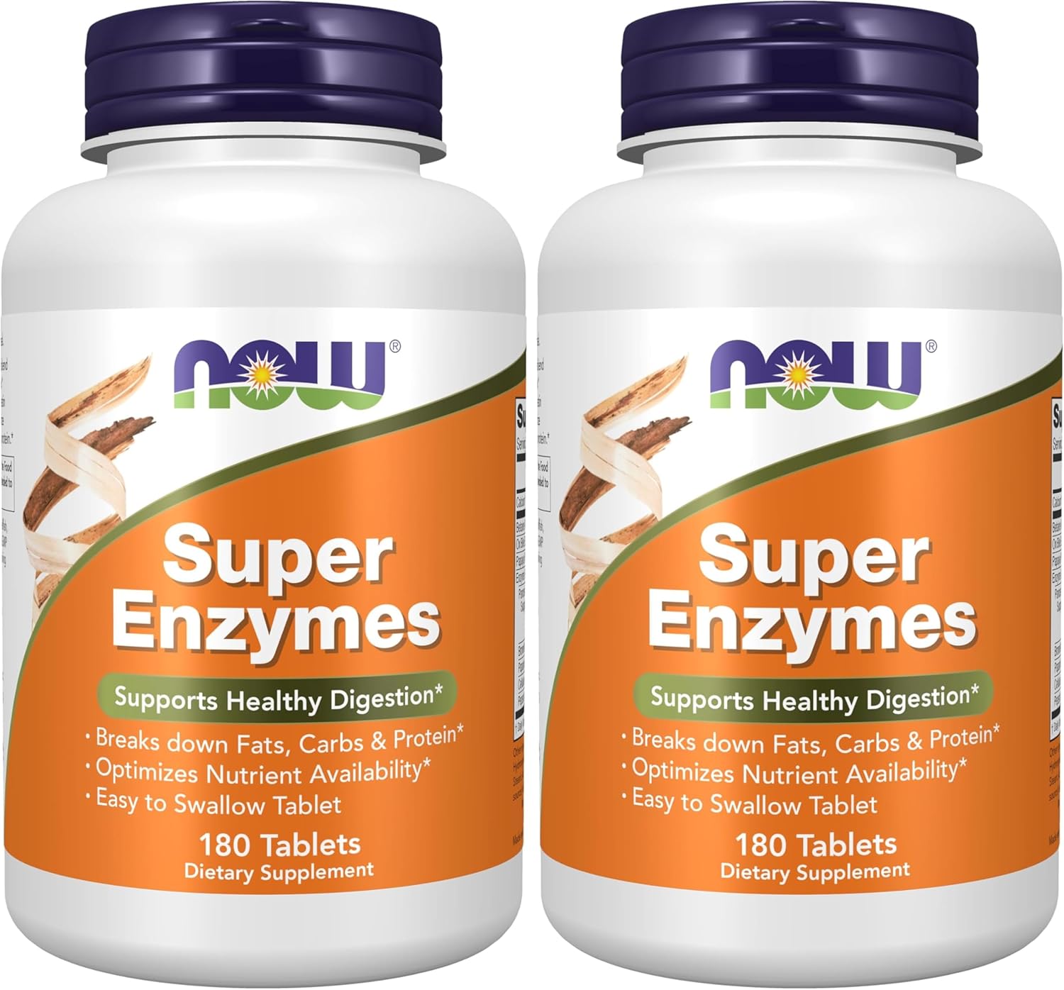 NOW Foods Supplements, Super Enzymes, Formulated with Bromelain, Ox Bile, Pancreatin and Papain, 180 Tablets (Pack of 2)