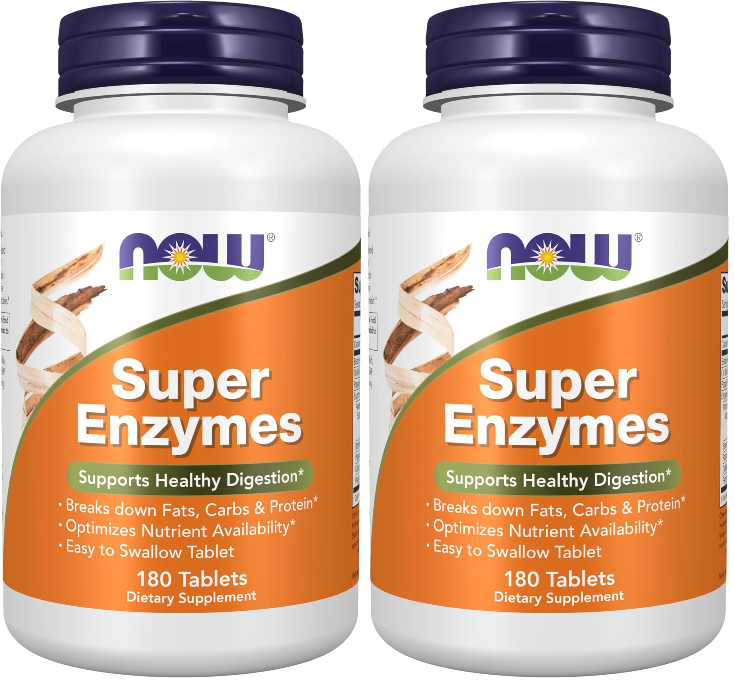 NOW Foods Supplements, Super Enzymes, Formulated with Bromelain, Ox Bile, Pancreatin and Papain, 180 Tablets (Pack of 2) 180 Count (Pack of 2)