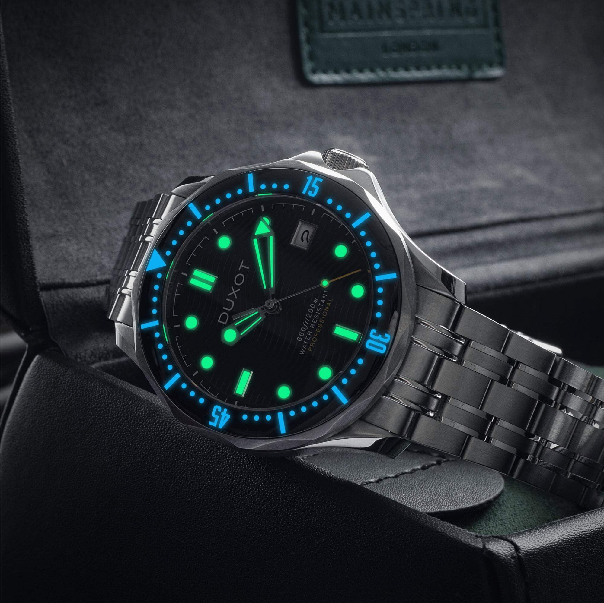 DUXOT Henri Diver orologio automatico da uomo 41 mm con cinturino in acciaio inossidabile massiccio DX-2060