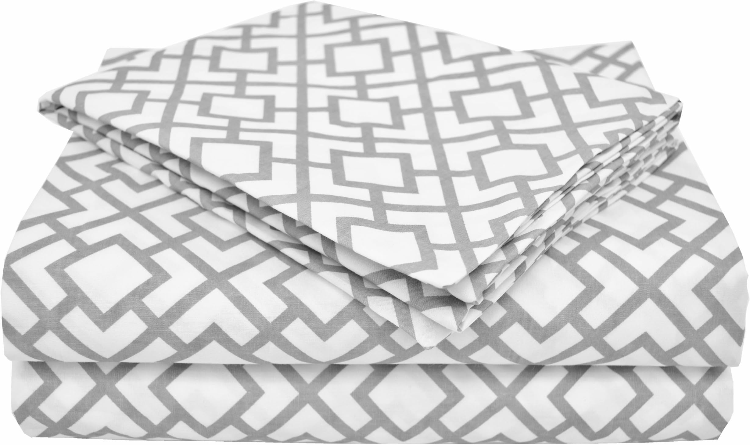 American Baby Company 100% Natural Cotton Percale Toddler Bedding Sheet Set, Gray Lattice, 3 Piece, Soft Breathable, for Boys and Girls