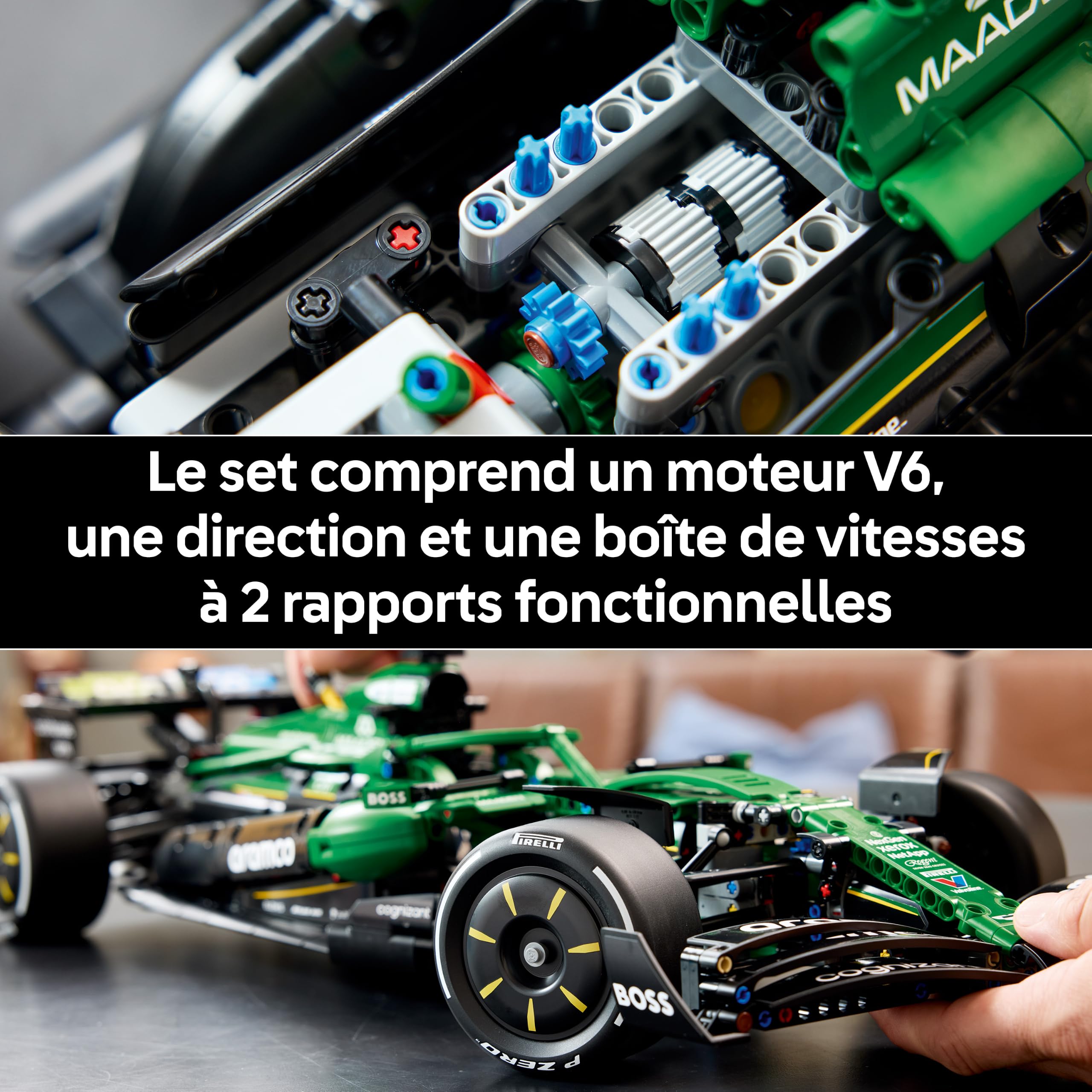 LEGO Technic Voiture Aston Martin Aramco AMR25 F1 - Maquette pour Adulte - Set F1 Collector avec Moteur V6, DRS & Suspension à Poussoir - Idée de Cadeau pour Fan de Course & Sport Automobiles 42240