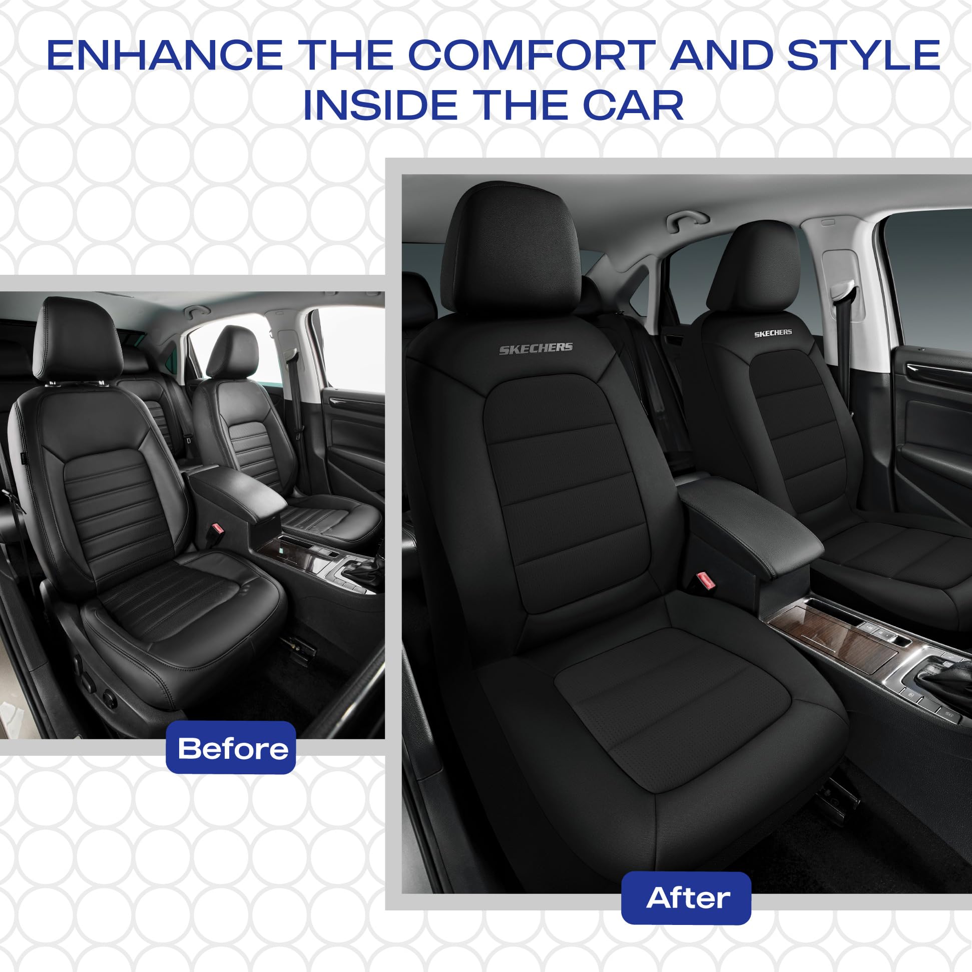 Skechers Memory Foam Car Seat Covers Thick Cool Touch Fabric Seat Covers Front Seat Covers Airbag Compatible Automotive — view 6