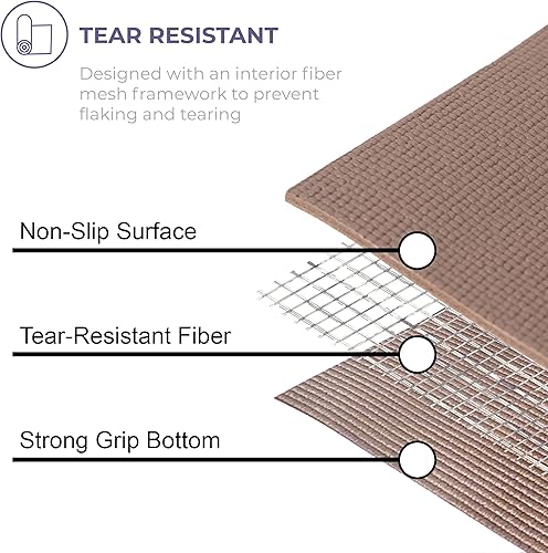 Miniatura 5 de Ascend - Tapete de yoga prémium de 0.236 in de grosor, 72 x 24 pulgadas, estampado sólido o reversible, antideslizante, resistente a desgarros,